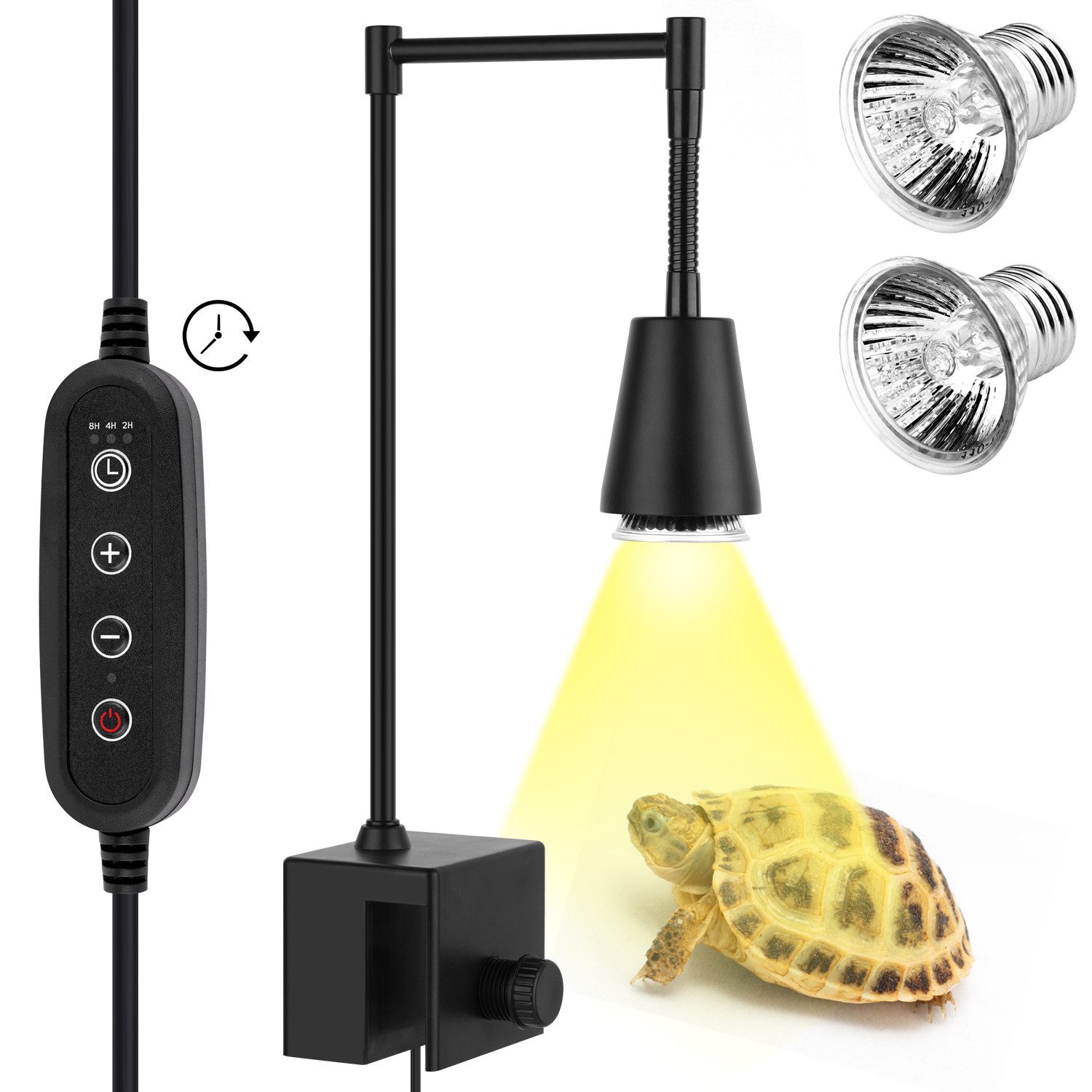 Infrarot-Wärmestrahler Schildkröten Doppelende Wärmelampe Terrarium Reptilien Lampe mit Timer