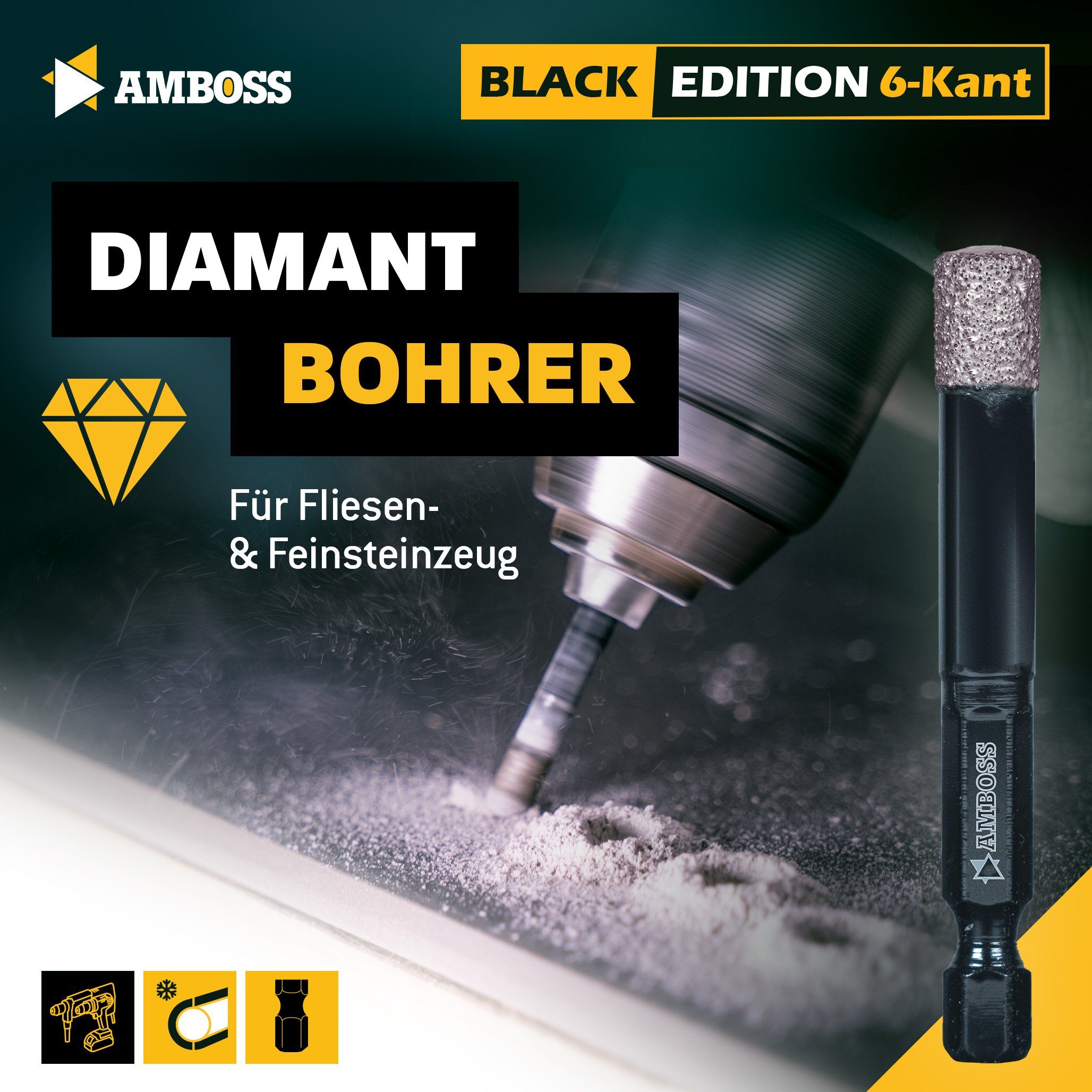 Amboss Werkzeuge Lochsäge Amboss Black Edition Diamant Bohrer 5 mm mm, Ø 5