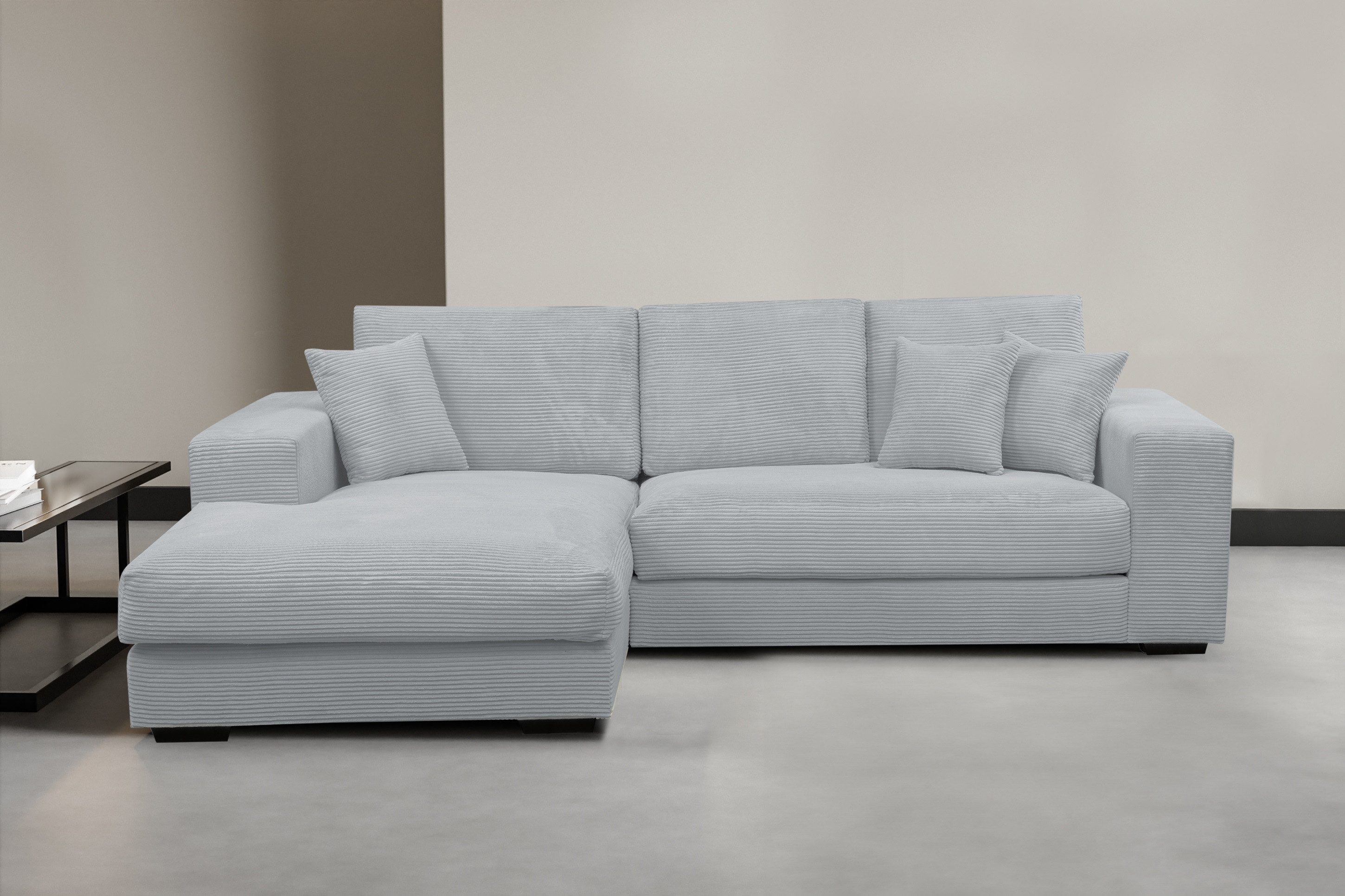 WERK2 Ecksofa Eden modern und zeitlos, geschmackvolles Sofa, Breite 286cm, L-Form, Design Ecksofa in Cord mit besonders weichem Sitzkomfort