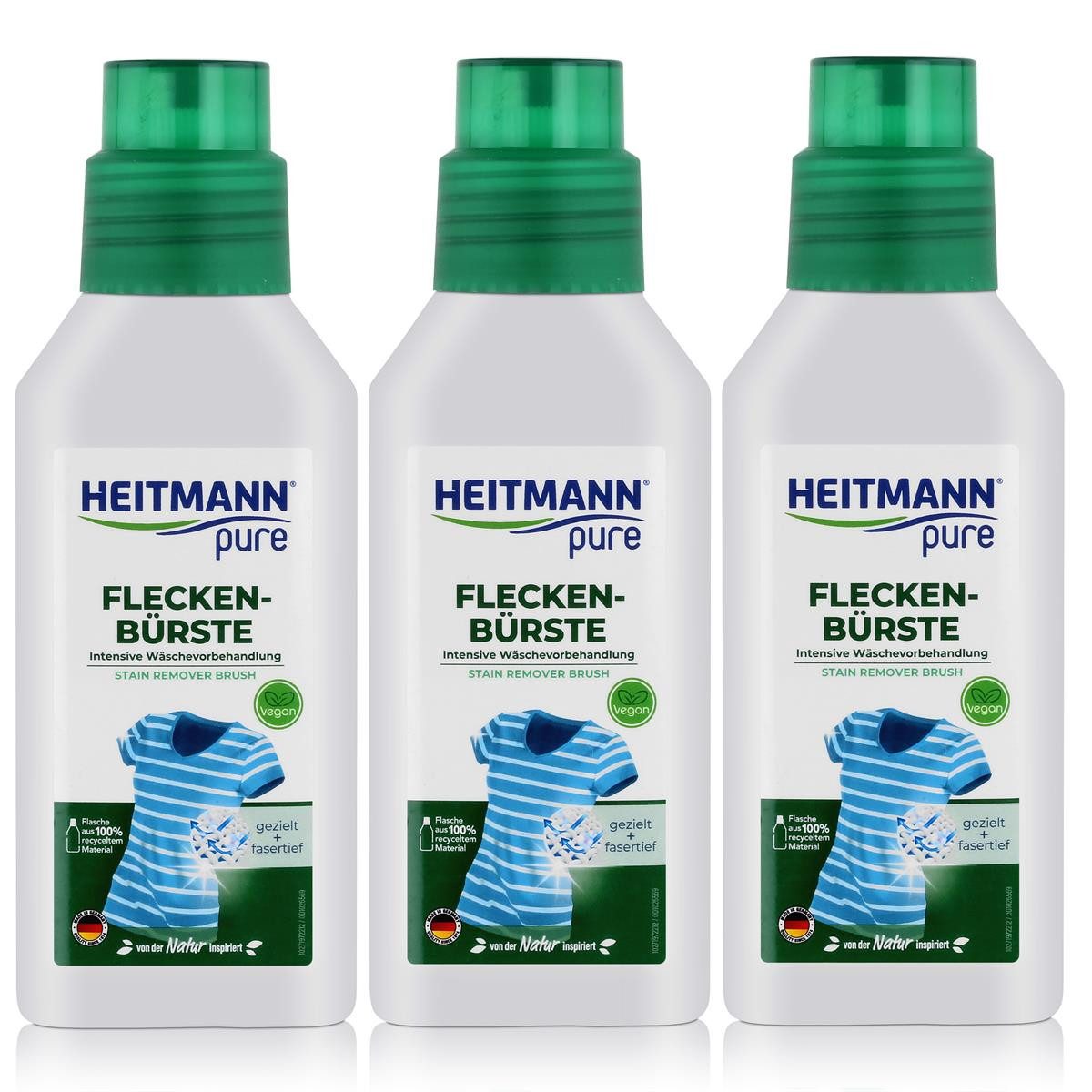 HEITMANN Heitmann pure Fleckenbürste 250ml - Intensive Wäschevorbehandlung (3er Fleckentferner