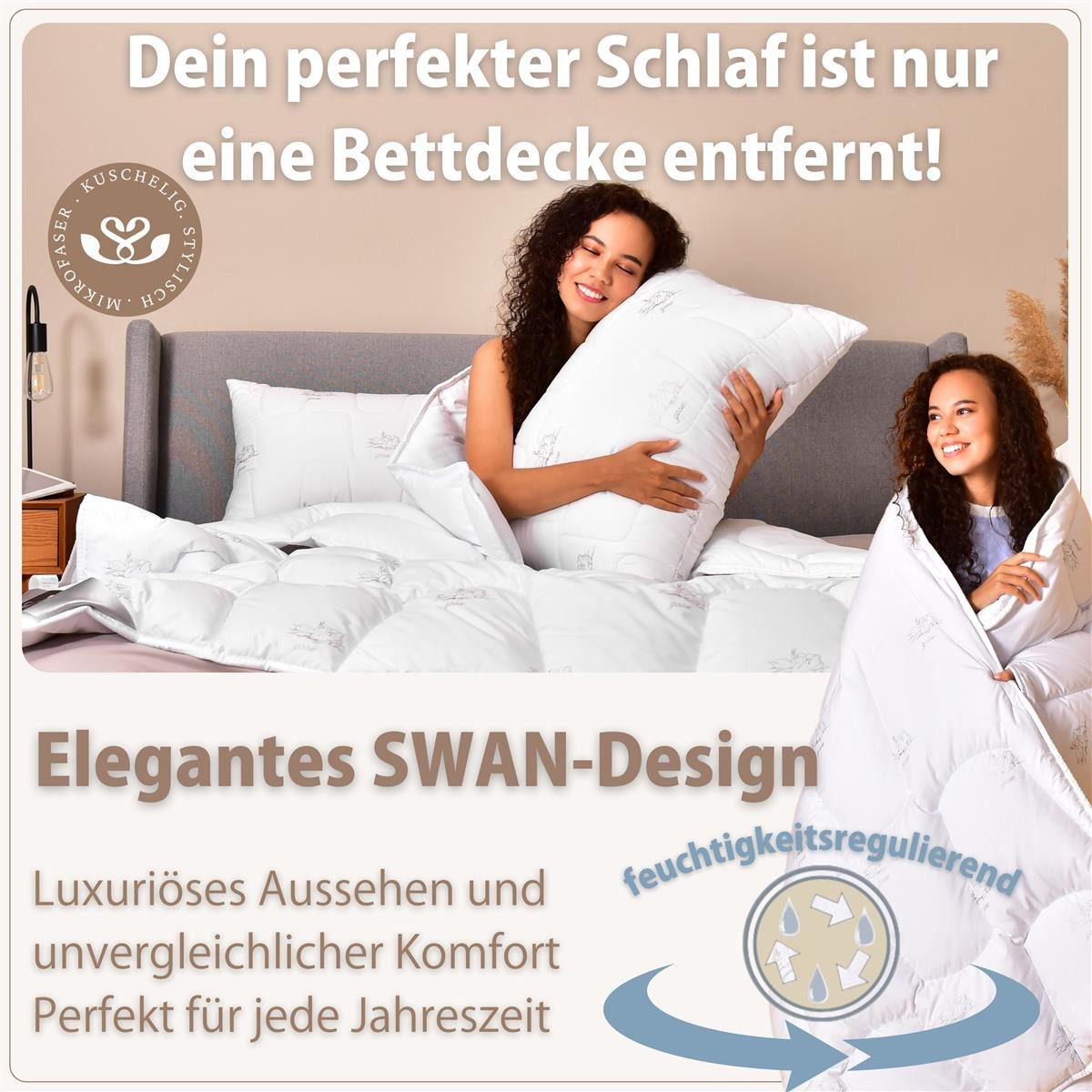 SEI Design Microfaserbettdecke SWAN Sommer Bettdecke 135x200 cm Mikrofaser Decke, Füllung: 100% Mikrofaser, Bezug: 100% Mikrofaser, Allergiker