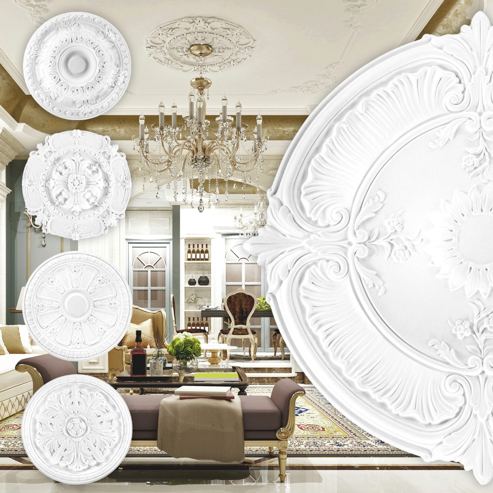 Grand Decor Wanddekoobjekt R120 (Stuckrosette aus günstig online kaufen