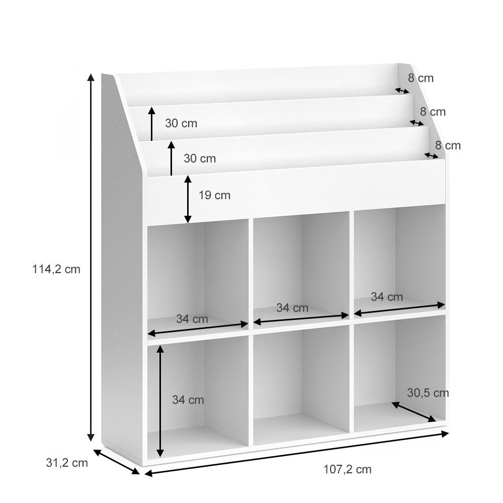 Vicco Bücherregal Luigi, Weiß, 107.2 x 114.2 cm, 1-tlg.
