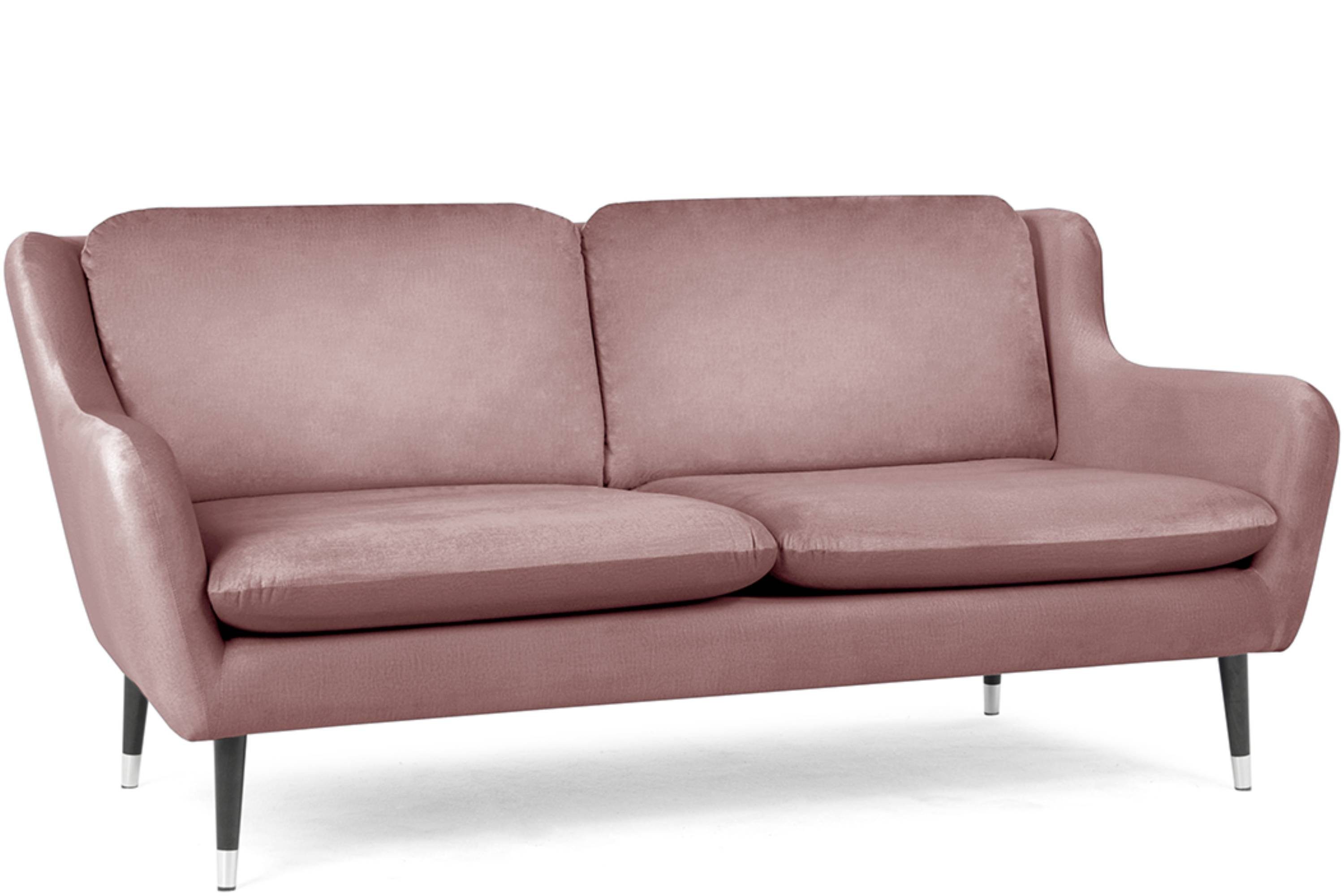 Oberstoff, | AFOS Konsimo hohen schwarz Sofa auf Sofa lackierten wasserabweisender Holzbeinen rosa 3 rosa Sitzer,