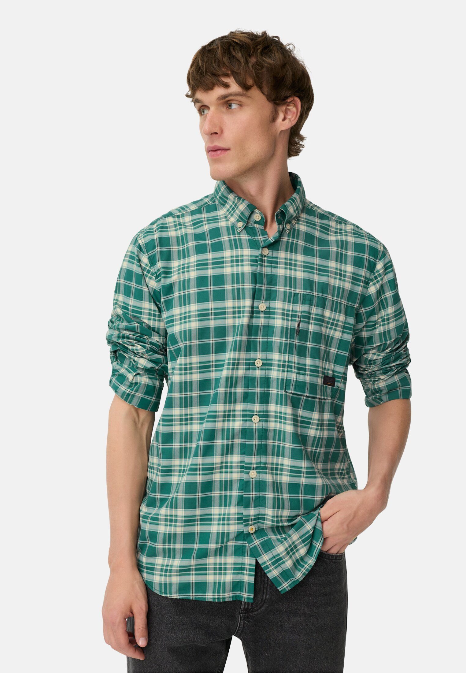 camel active Karohemd mit Quick Dry Funktion Langarm Button-Down Button-Dow günstig online kaufen