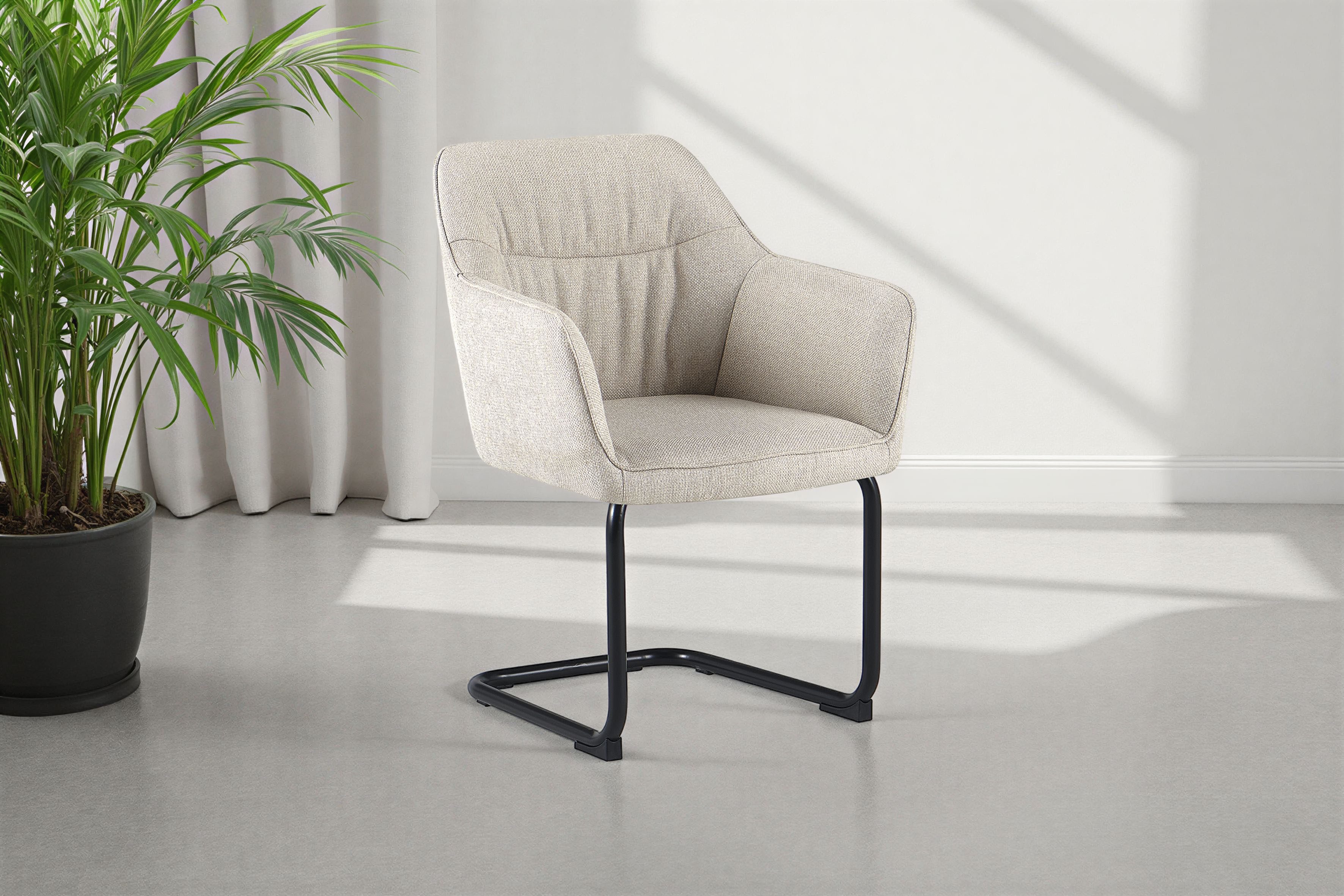 OTTO home Freischwinger Elba (Set, 2 St), gemütlicher Stuhl / Sessel, 180 Grad drehbar, Auto Return, Webstoff