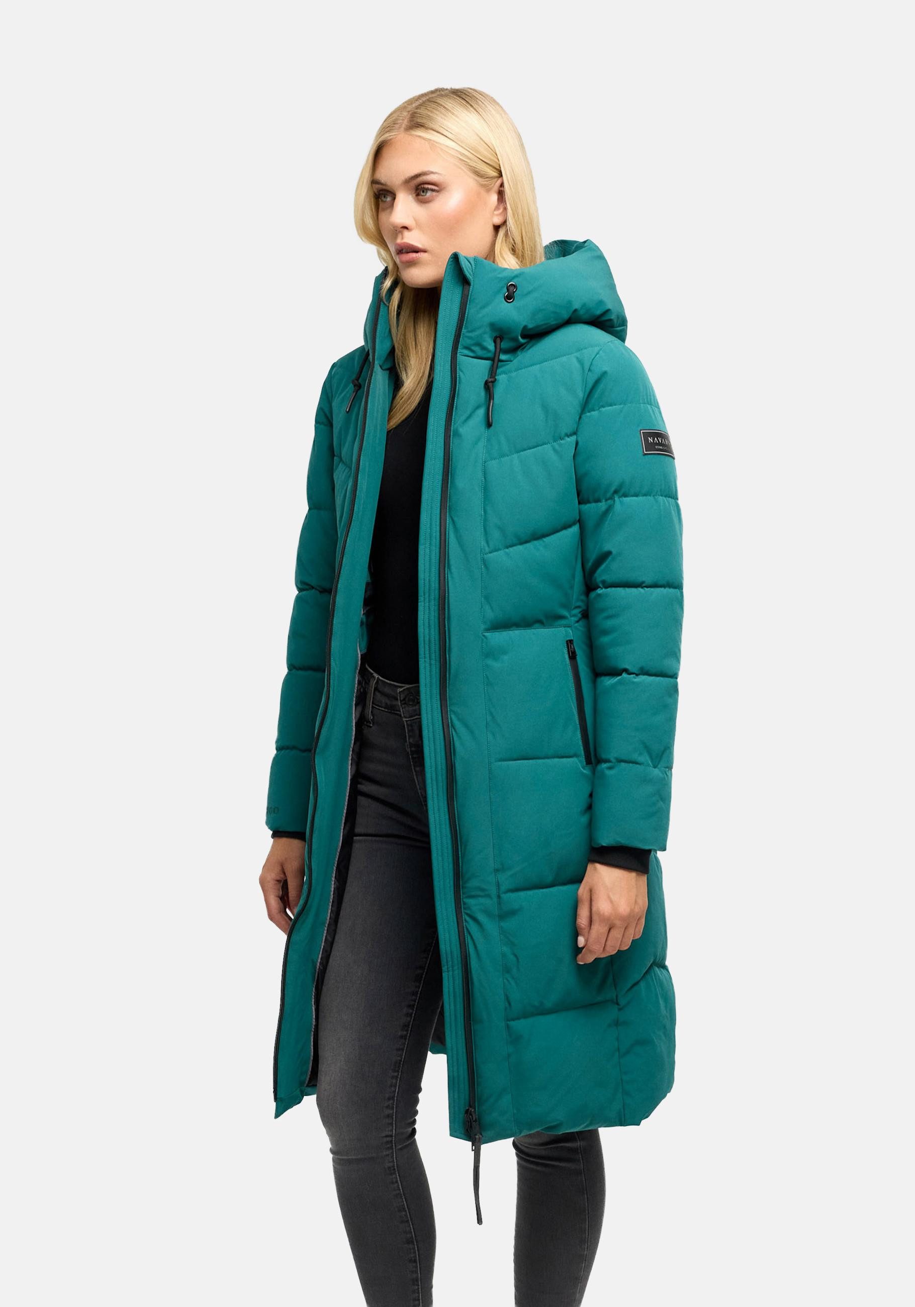Navahoo Steppmantel Schokokuss XIV Warmer Damen gesteppter Wintermantel mit Kapuze