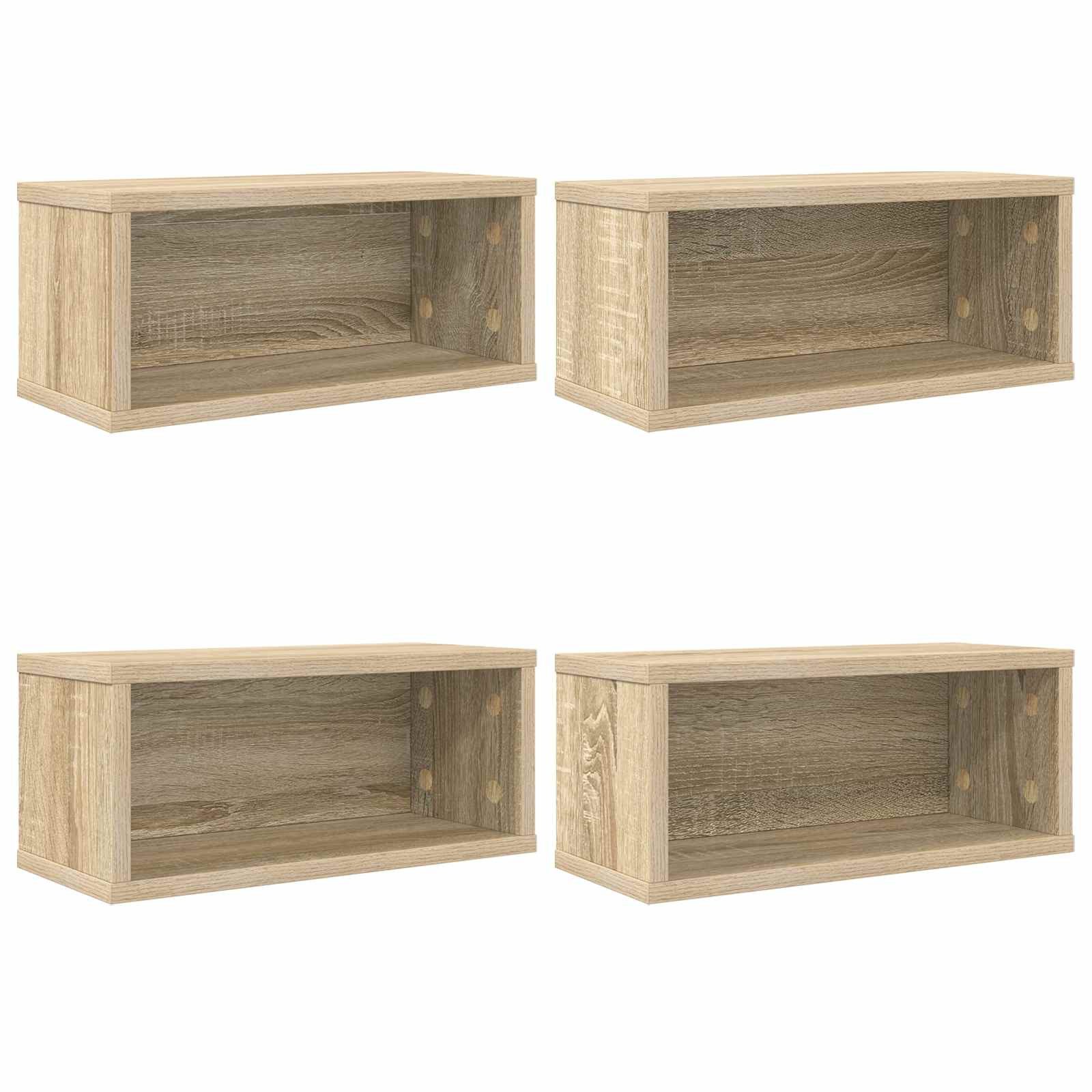 vidaXL Aufbewahrungsbox CD Aufbewahrungsregal 4 Stk. Sonoma-Eiche 40 x 17 x 17 cm (4 St)