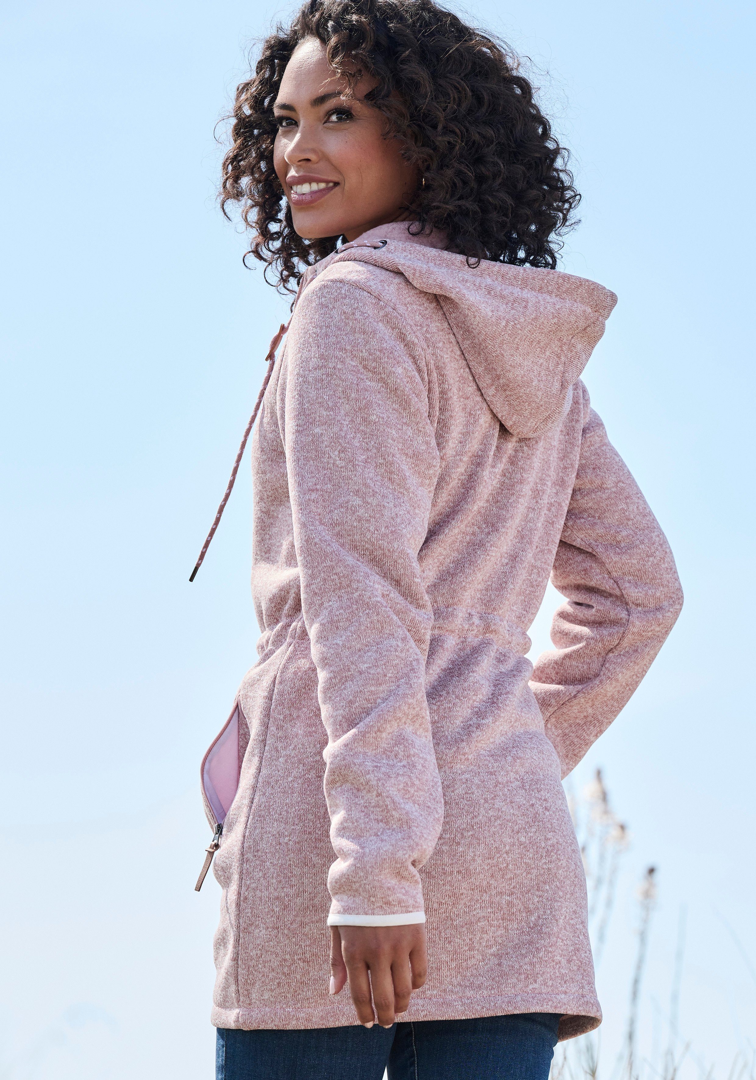 Kapuze rose Fleecejacke mit LASCANA