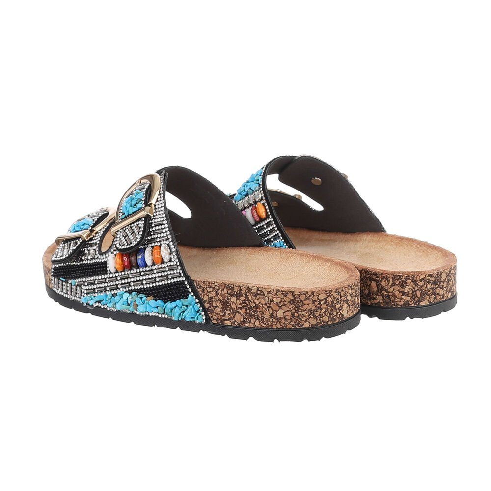 Ital-Design Damen Mules Freizeit Pantolette (85698234) Flach Pantoletten in Schwarz