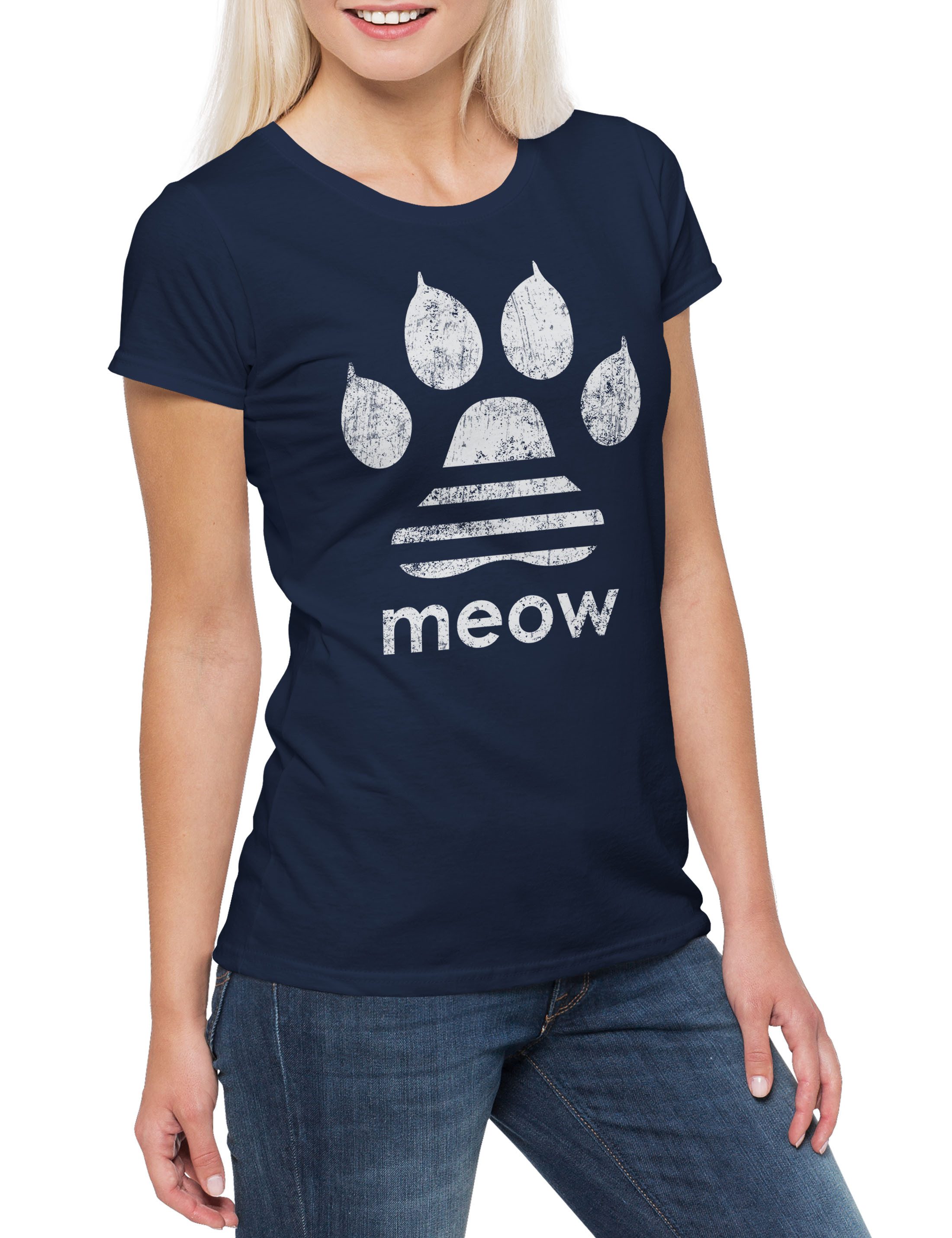 Urban Backwoods Print-Shirt Meow Damen T-Shirt günstig online kaufen