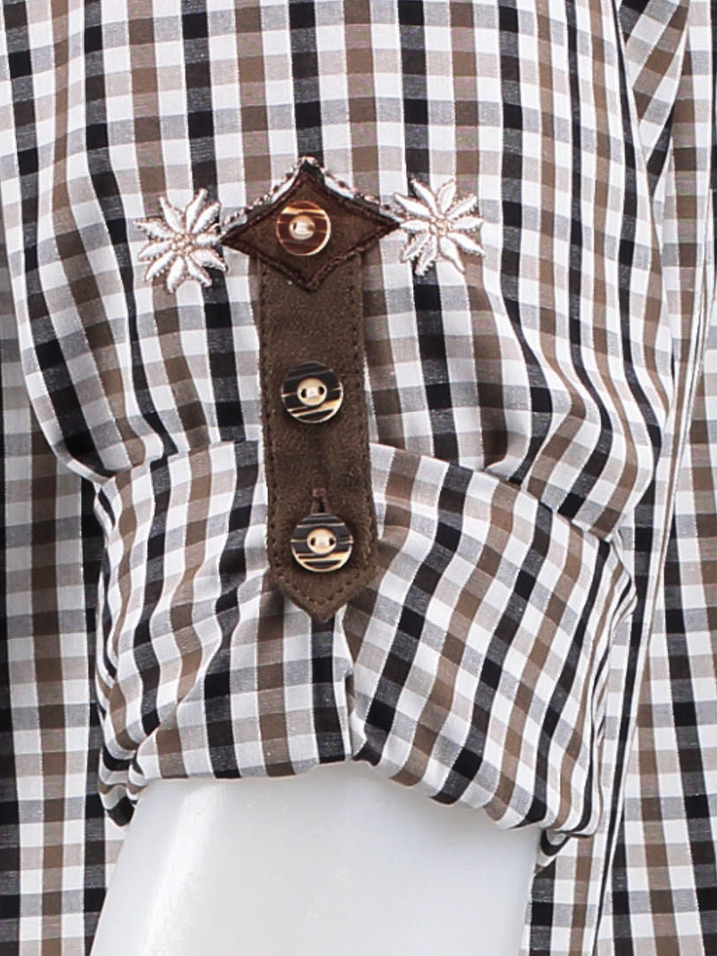Moschen-Bayern Trachtenhemd Trachtenhemd Herren kariert Stickerei Edelweiß Wiesn-Hemd Herrenhemd