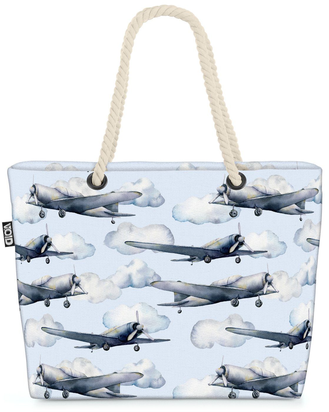 VOID Strandtasche (1-tlg), Flugzeuge Wolken Beach Bag Propeller Propellermaschine Fliegen Reisen Modellbau