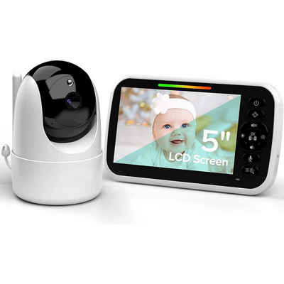 walkbee Video-Babyphone Babyphone mit Kamera, 355°/120° Babyphone, Überwachungskamera, 5 Zoll 480P IPS-Display, Babyphone Kamera mit VOX/ECO-Modus, 1-tlg., 2.4 GHz Gegensprechfunktion, Nachtsicht, Schlaflieder, Bis zu 300M,2-Wege-Audio, kein WiFi