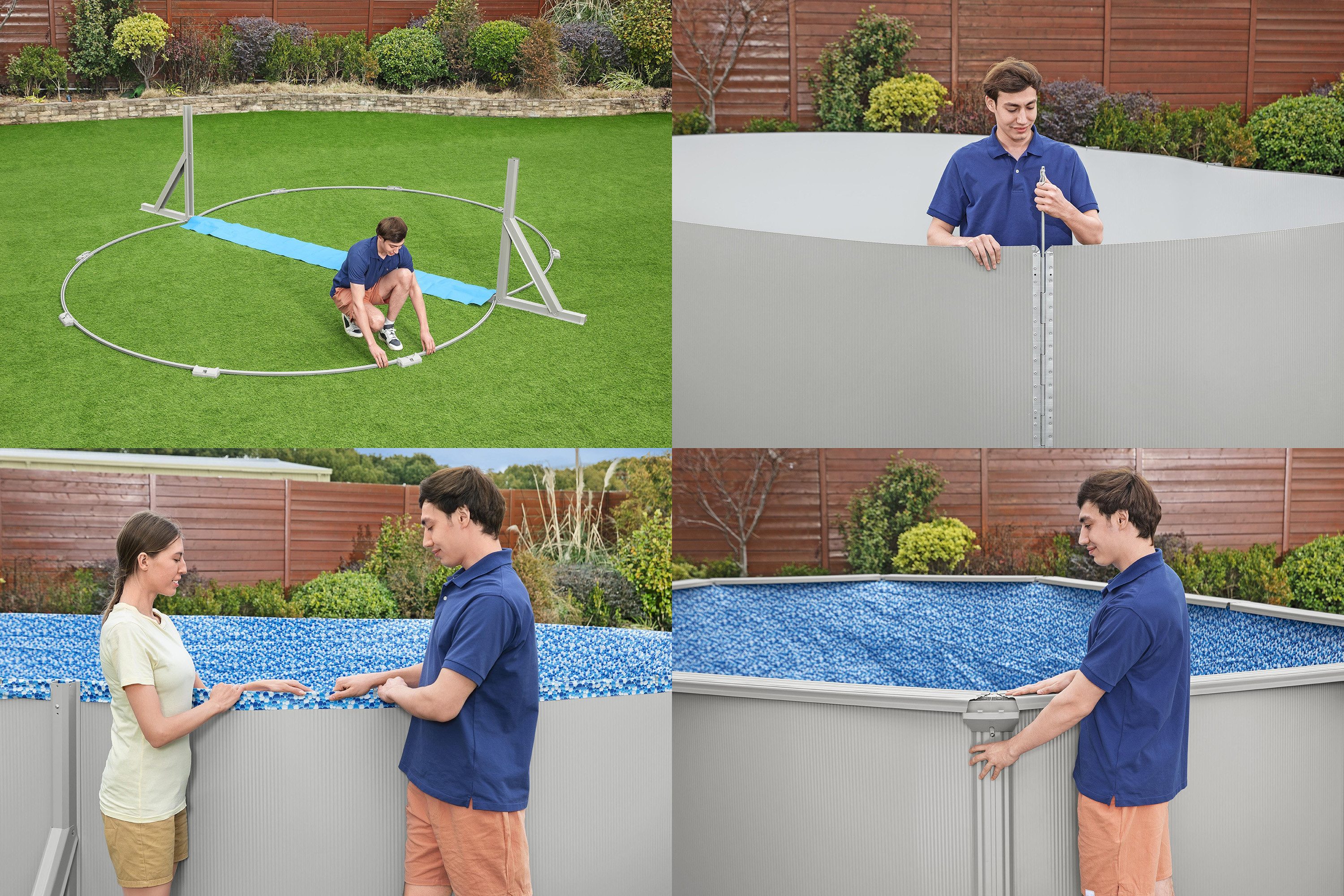 Bestway Pool Hydrium (Set, Inkl. Sandfilteranlage, Sicherheitsleiter, Abdeckplane, Bodenplane), 500 x 366 x 122 cm