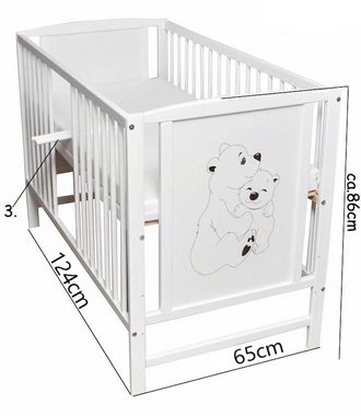 Dedstore-Baby Kinderbett Babybett mit Matratze 120x60 cm Komplett Set Weiß (Spar-Set, Bett und Matratze), Gitterbett