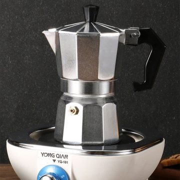 Kpaloft Espressokocher Kaffeekocher, Kaffeekanne, Kaffeebereiter, Aluminium, 6 Tassen 300 ml, geeignet für Gasherd/Elektrokeramikherd
