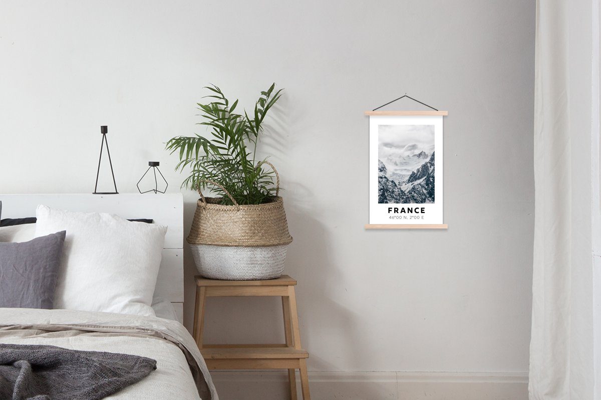 Berge St), - Frankreich Bilderleiste, Posterleiste, Magnetisch Textilposter für Wohnzimmer, (1 MuchoWow - Schnee, Poster
