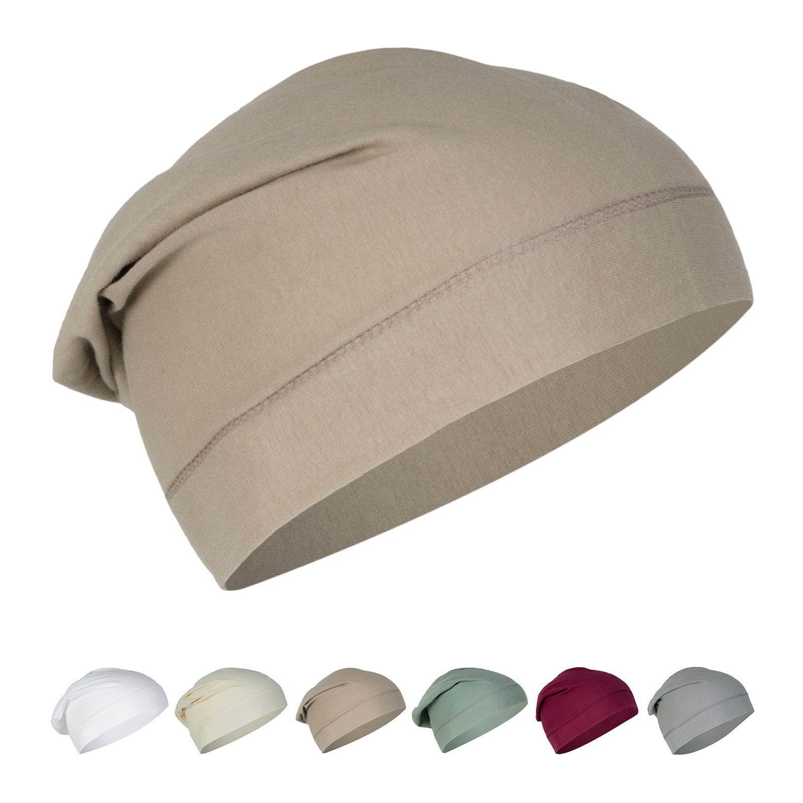 beties Beanie BasicSoft (1-St., 1 Stück Jersey-Beanie) leichte Sommermütze Sportmütze Schlafmütze Chemomütze plaza-taupe