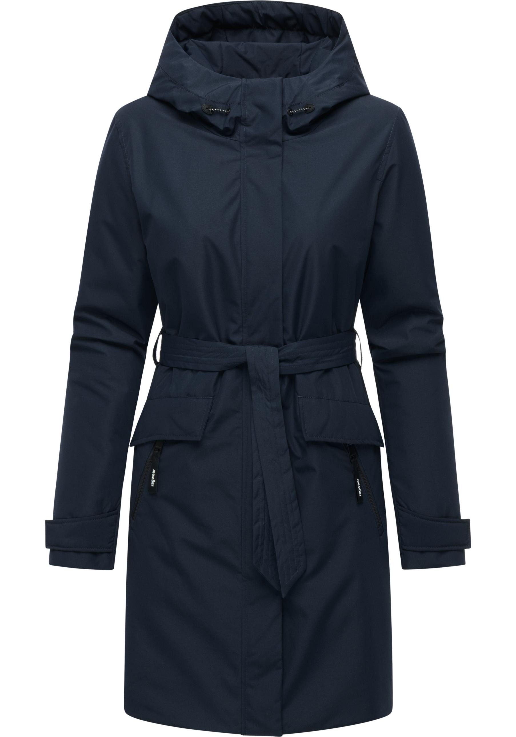 Ragwear Kurzmantel Horatia Warm YOUMODO Wasserdichter Wintermantel mit Bindegürtel