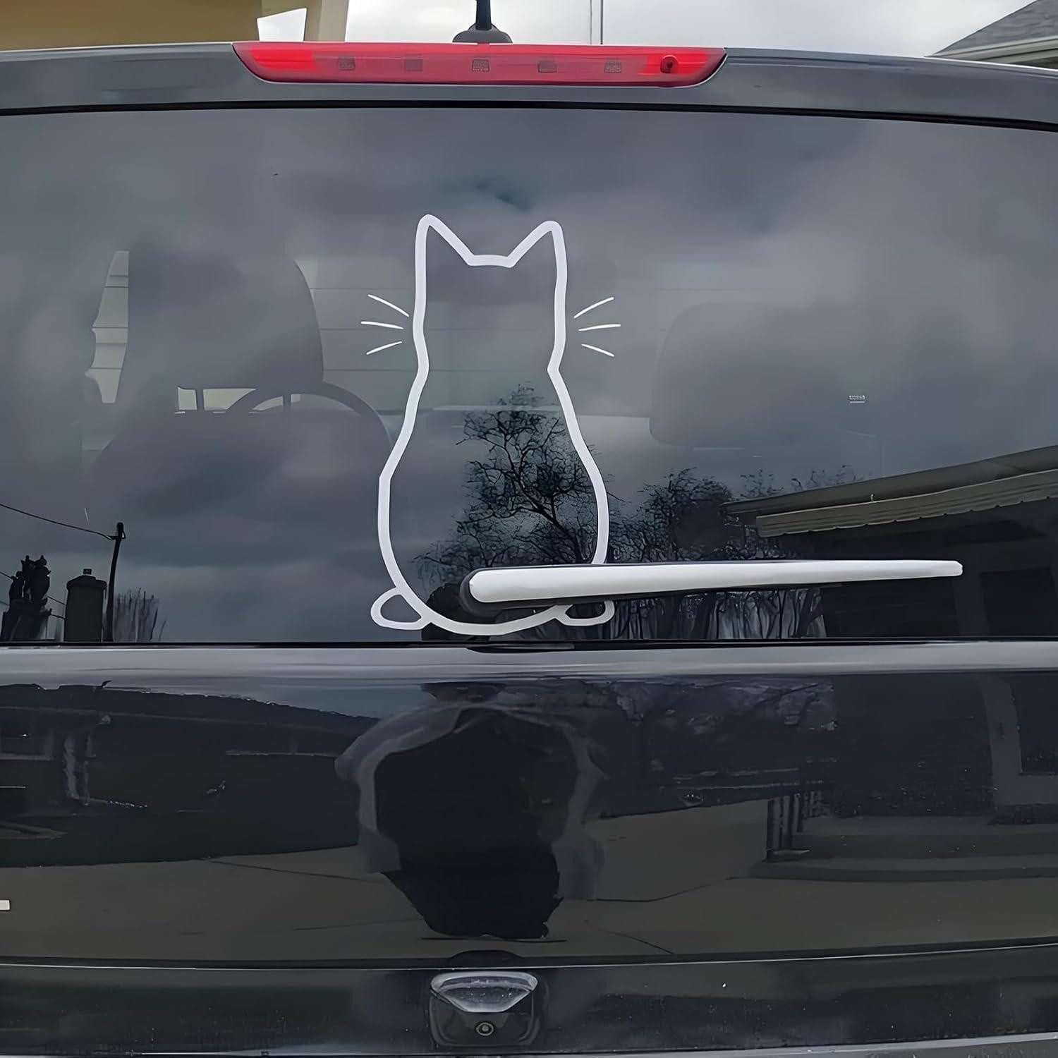 LuxusKollektion Reflektor-Aufkleber Katzen Wischer Aufkleber 3er Set reflektierend Heckscheibe Auto