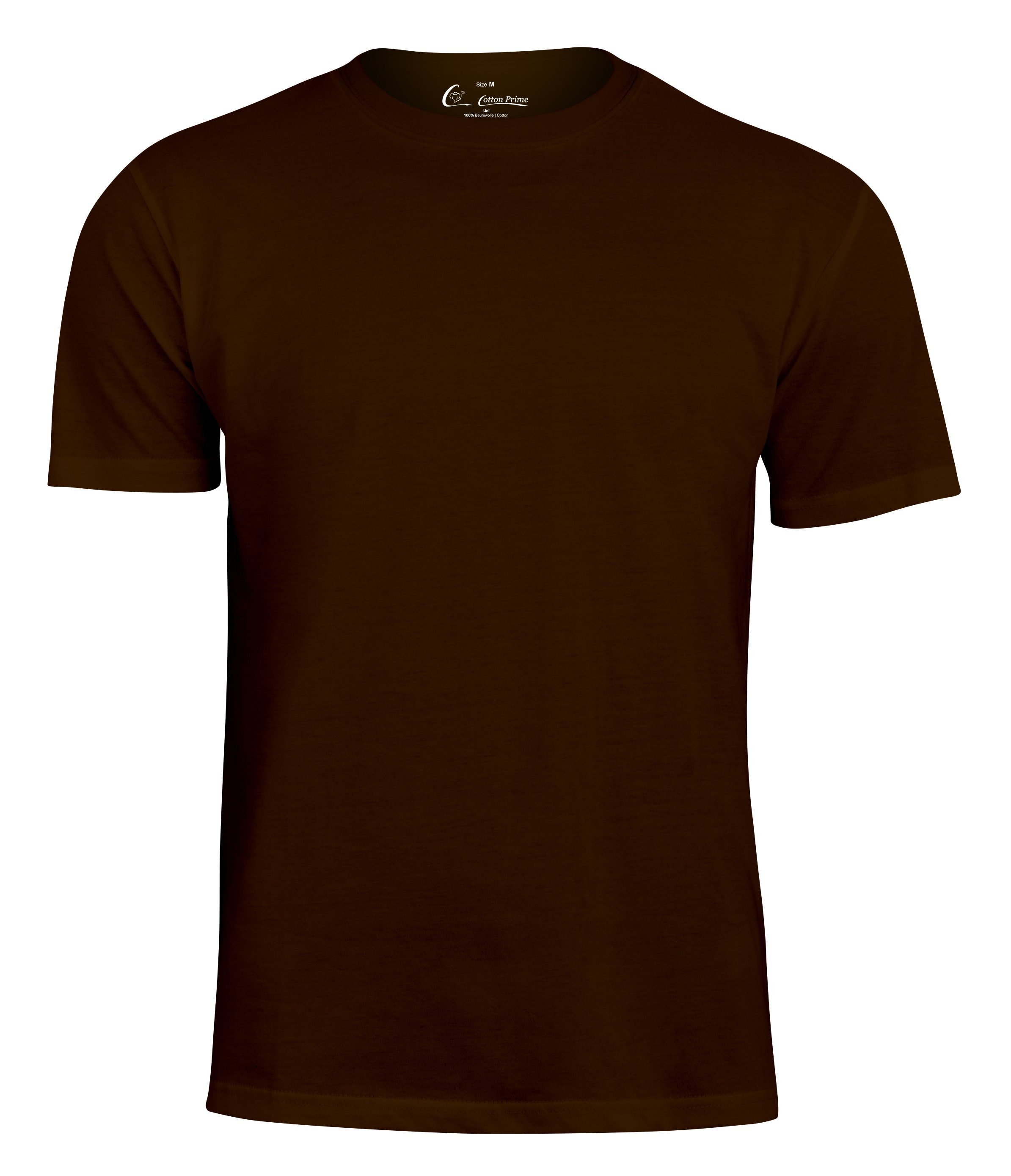 Tee T-Shirt Braun O-Neck Cotton Prime® -