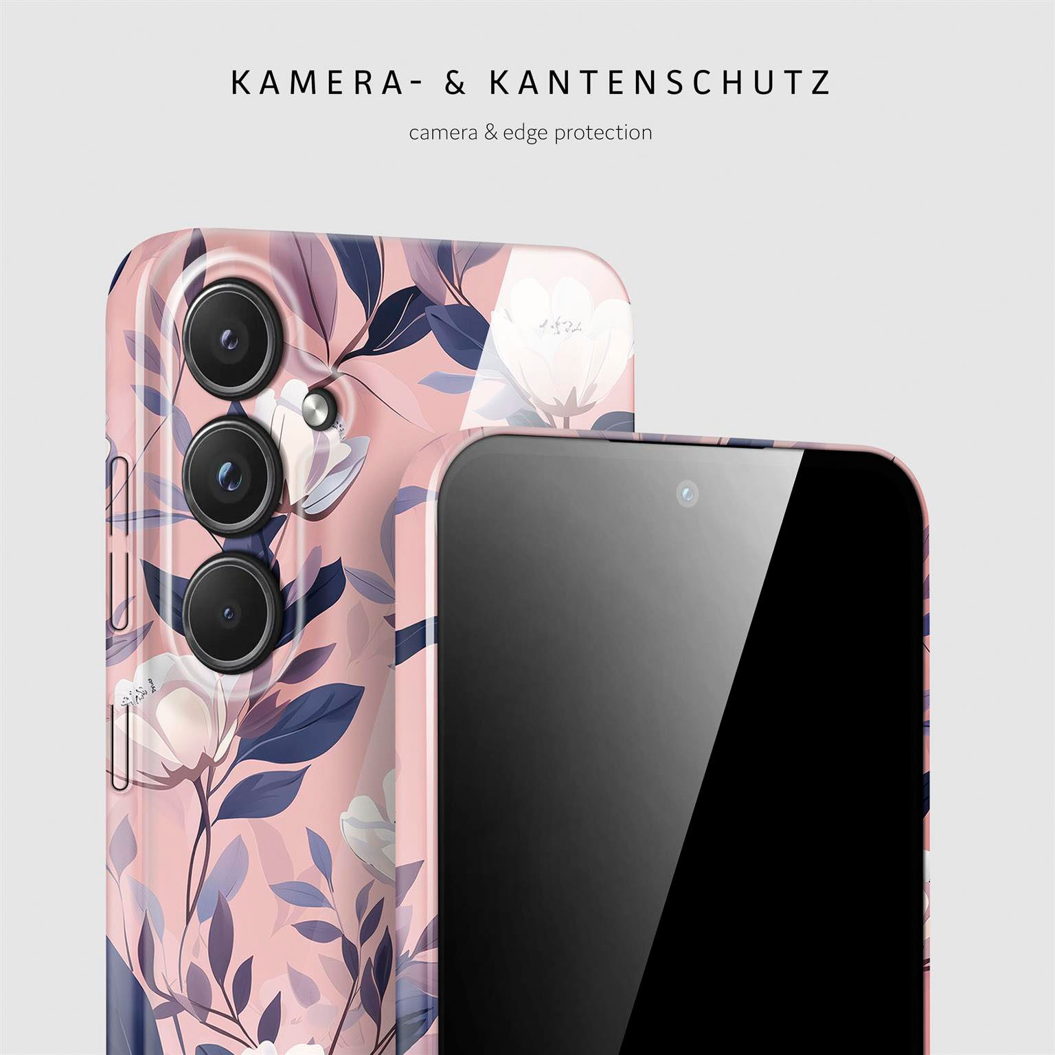 ONEFLOW Handyhülle für Samsung Galaxy A55 5G Hülle dünn Flower Cover Weiß Rosa 6,5 Zoll, Blumen Muster Handy Schutzhülle in Floral Design Case mit Kameraschutz