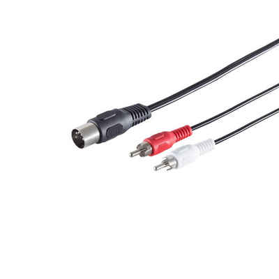Kabelbude.eu DIN zu Cinch Kabel, 5-pol. DIN-Stecker auf 2 Cinchstecker, 1,5m Audio-Kabel, (150,00 cm)