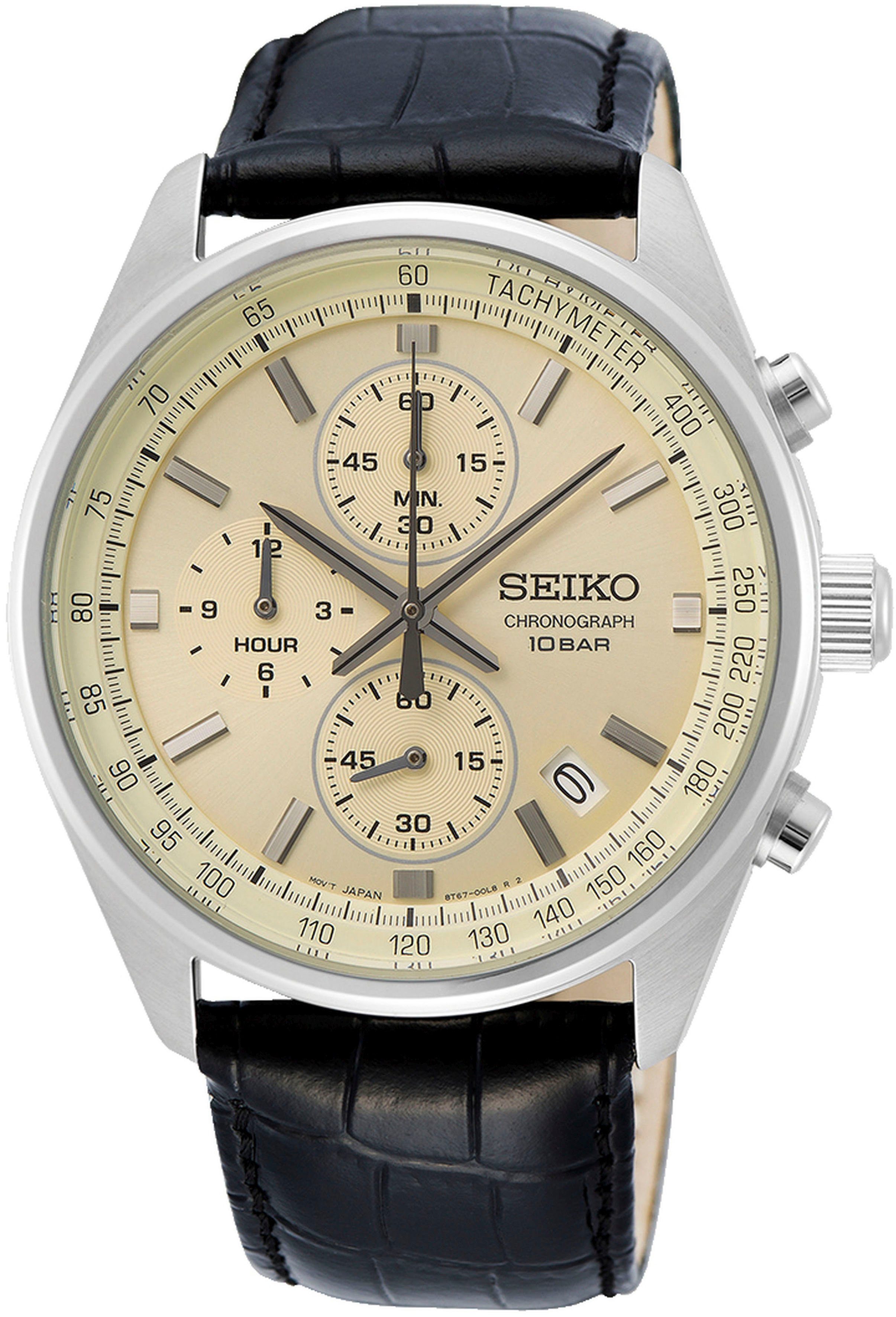 Seiko Chronograph SSB383P1, Armbanduhr, Quarzuhr, Herrenuhr, Stoppfunktion, Datum