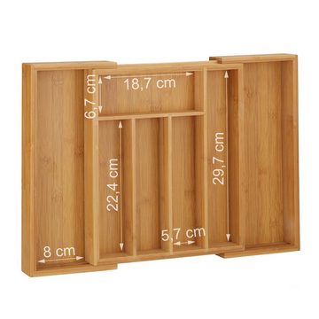 relaxdays Besteckkasten Besteckkasten Bambus 48cm ausziehbar