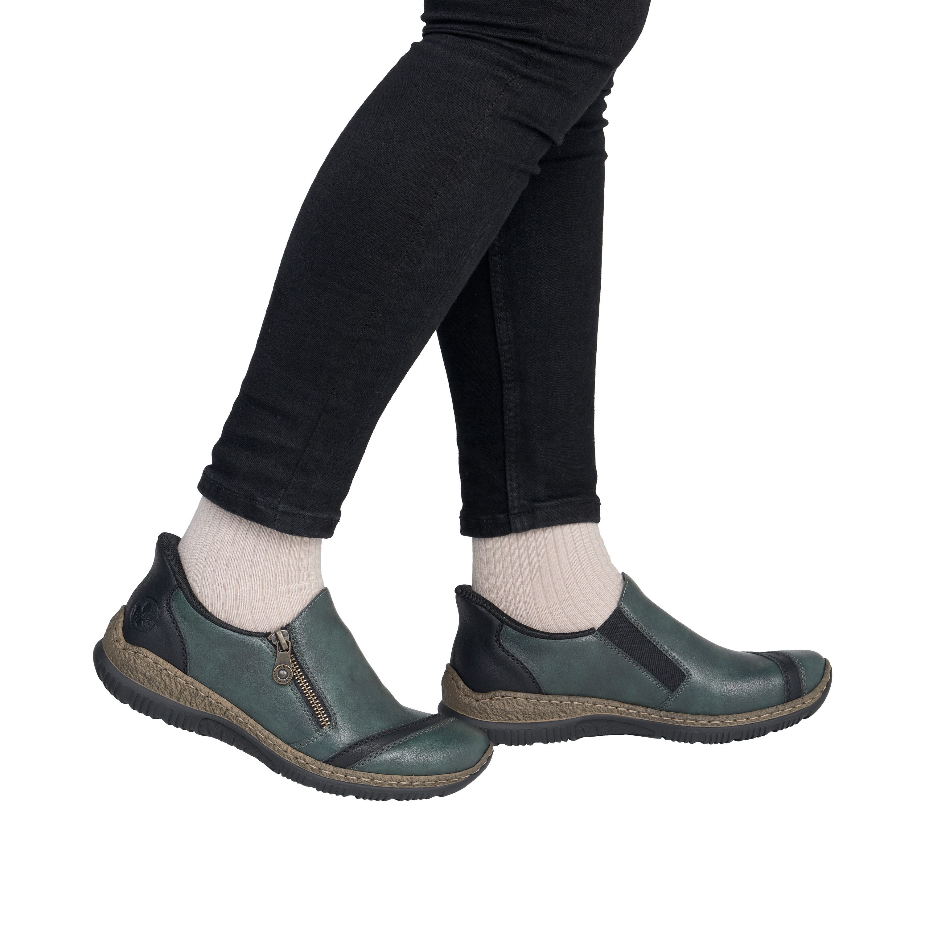 Rieker Ready2GO Slipper Casual-Halbschuh mit Reißverschluss und Stretcheinsatz