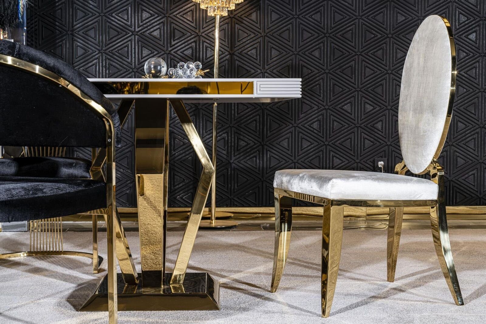 Textil weiß Stühle in Luxus Stuhl Europa Made Stil Esszimmer Metall mit Modern, JVmoebel Stuhl