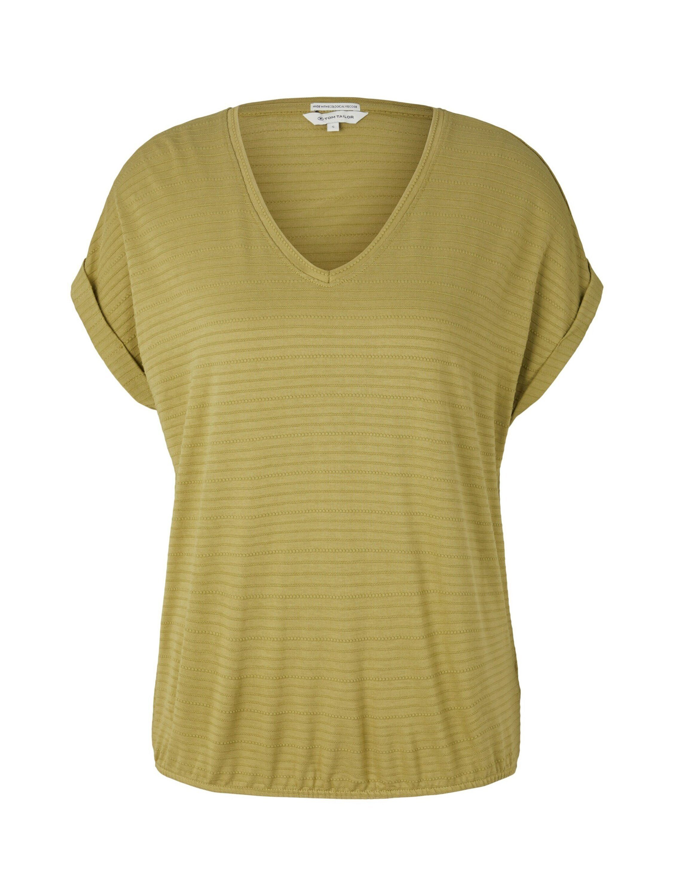 TOM TAILOR T-Shirt moderate olive Drapiert/gerafft (1-tlg)