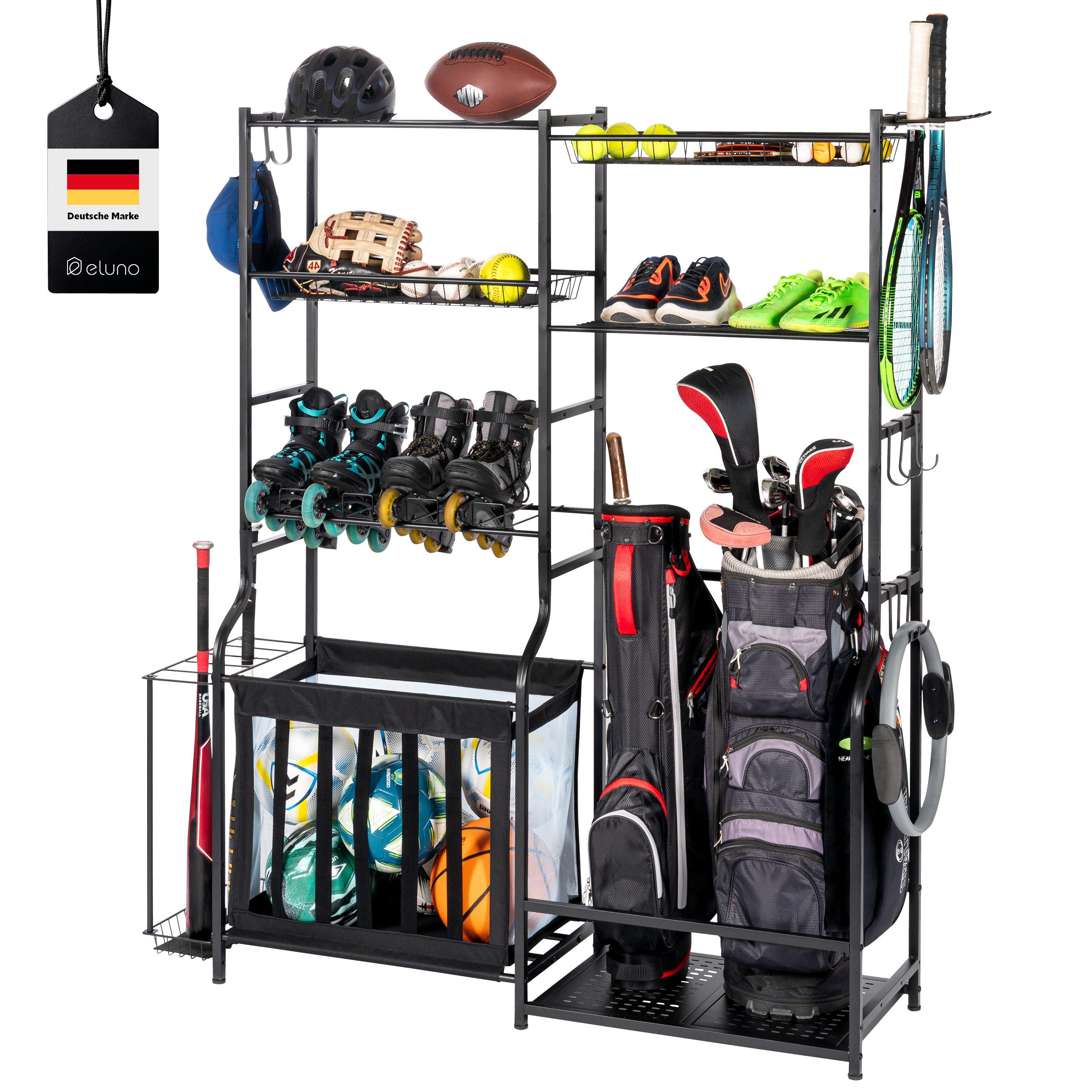 eluno Mehrzweckregal mit stabilen Ablageflächen, Körben und Haken, aus Stah günstig online kaufen