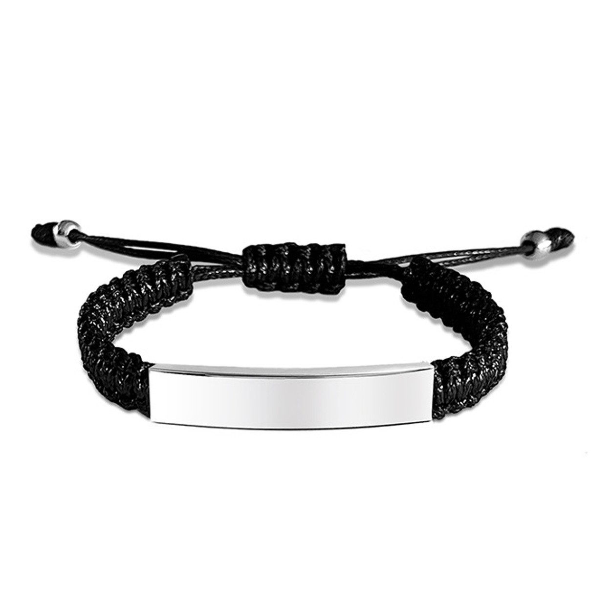 KARMA Armband Herren Schwarz Silber Textil Edelstahl modern (1-tlg., Männerarmband Schiebeknoten Schmuck für Männer), Größe einstellbar Herrenarmband Herrenschmuck