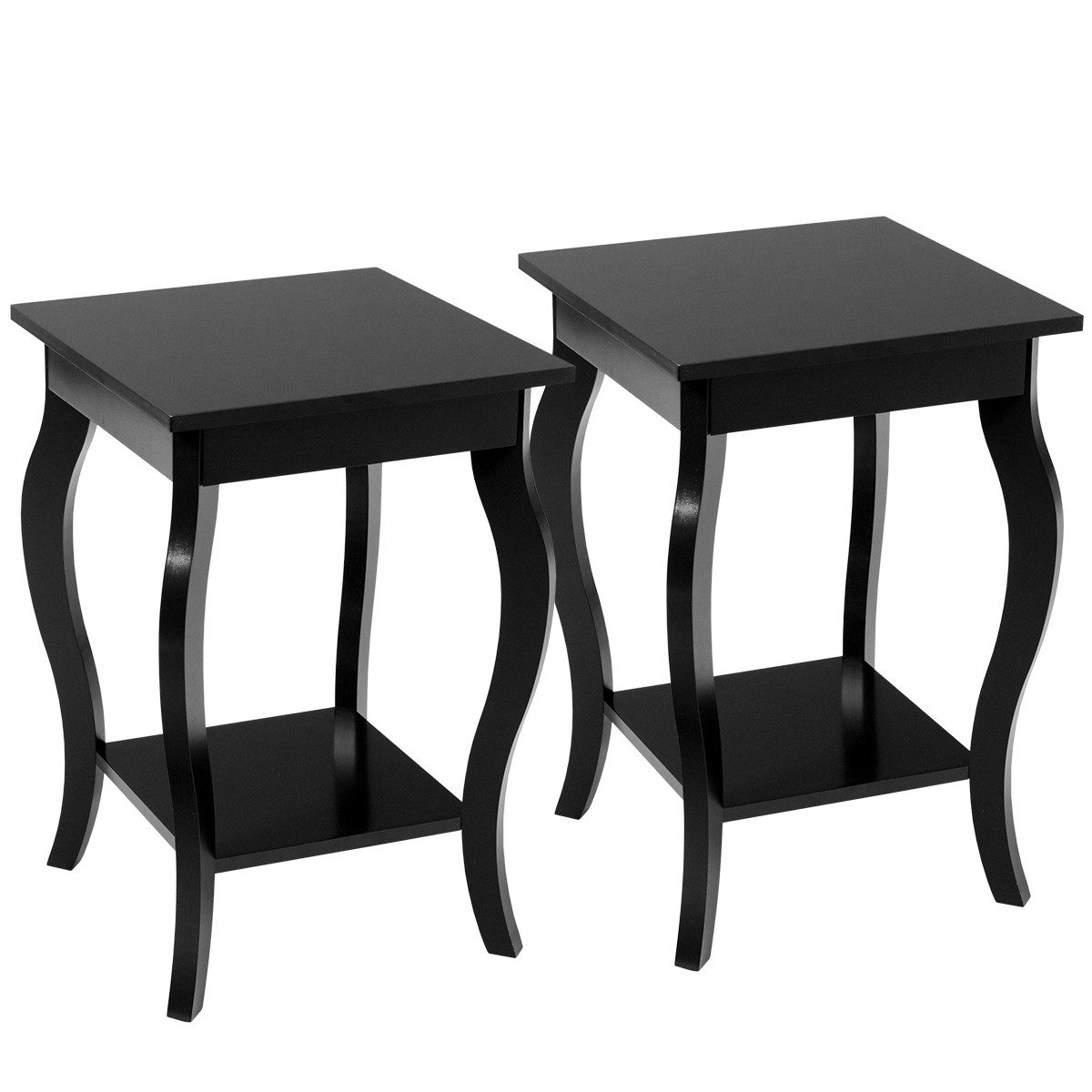 COSTWAY Nachttisch (2-St), mit Ablage, 2 Ebene Beistelltisch Holz, 40x40x60 günstig online kaufen
