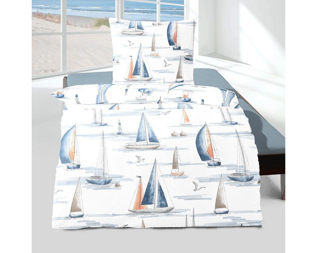 TRAUMSCHLAF Bettwäsche Segeltrip, Seersucker, 2 teilig, bügelfreie Seersucker Qualität