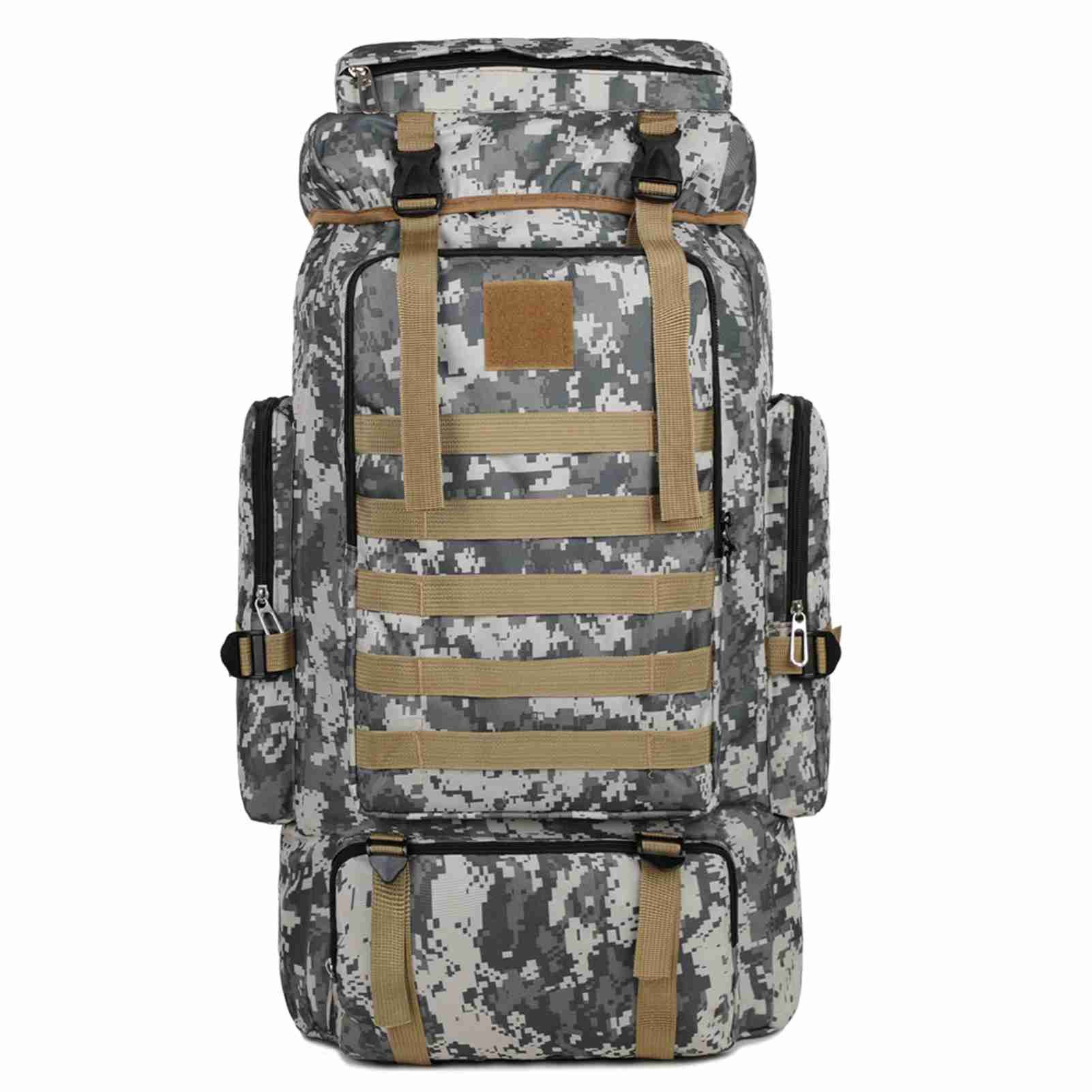GARRYFIZH Wanderrucksack Camouflage Outdoor-Rucksack aus Canvas mit atmungsaktivem Rücken, Großes Fassungsvermögen, atmungsaktiv, verstellbare Gurte