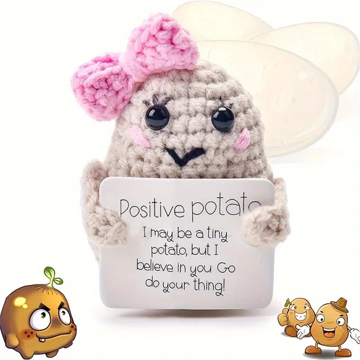 feinlux Minipuppe Pocket Hug Positive Kartoffel (Packung, Das perfekte Geschenk), Positive Energy Mini-Puppe