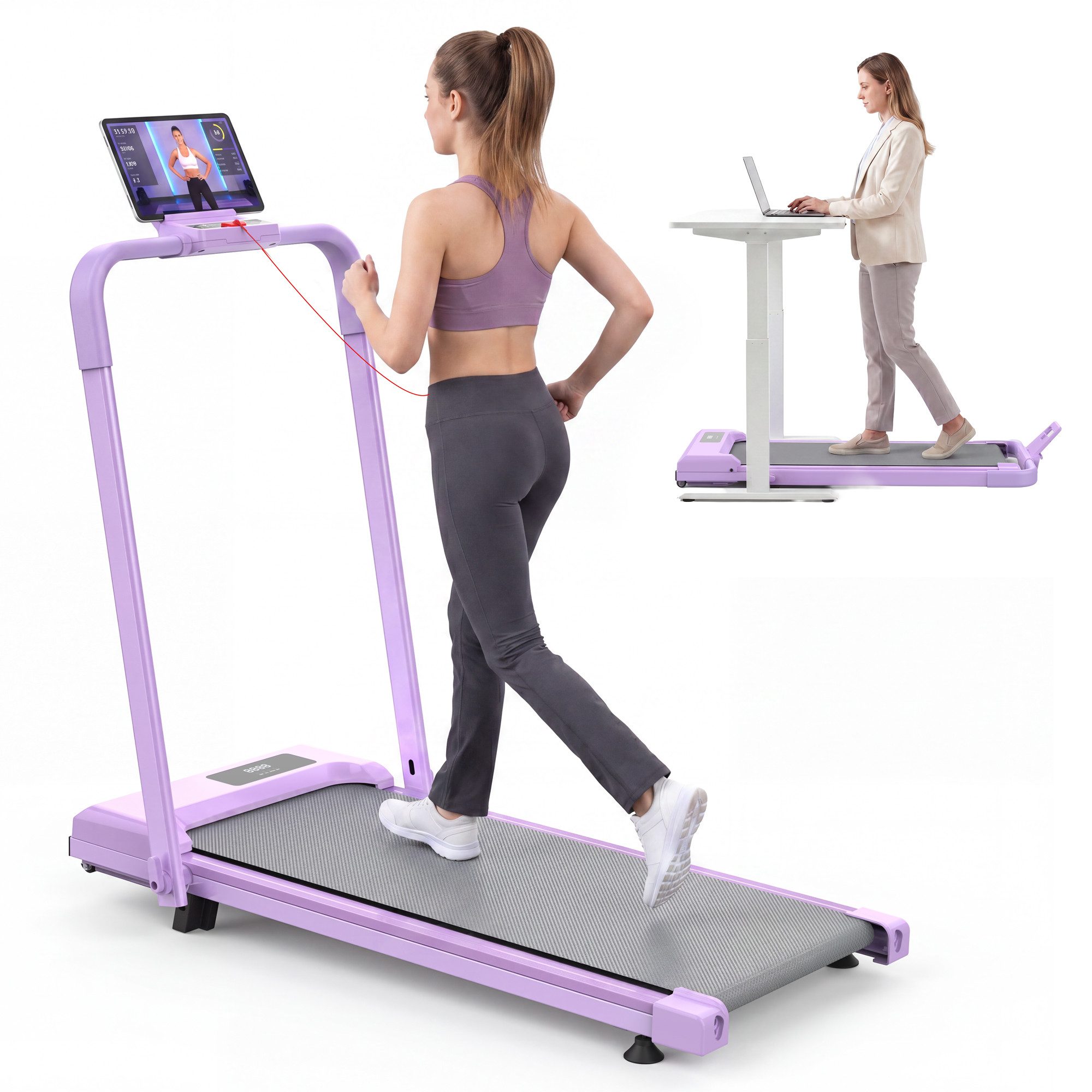 kowdom Laufband 3-in-1 Walking Pad Laufband mit 10% Steigung, klappbar, leise, 120 kg (Manuell klappbar, Faltbar-leise-App-3in1-gelenk-platz-neigbar-Bluetooth-Stahl-120kg-Home), Klappbar, Leise, 3in1, Steigung, Schonend, App, 120kg, Homeoffice