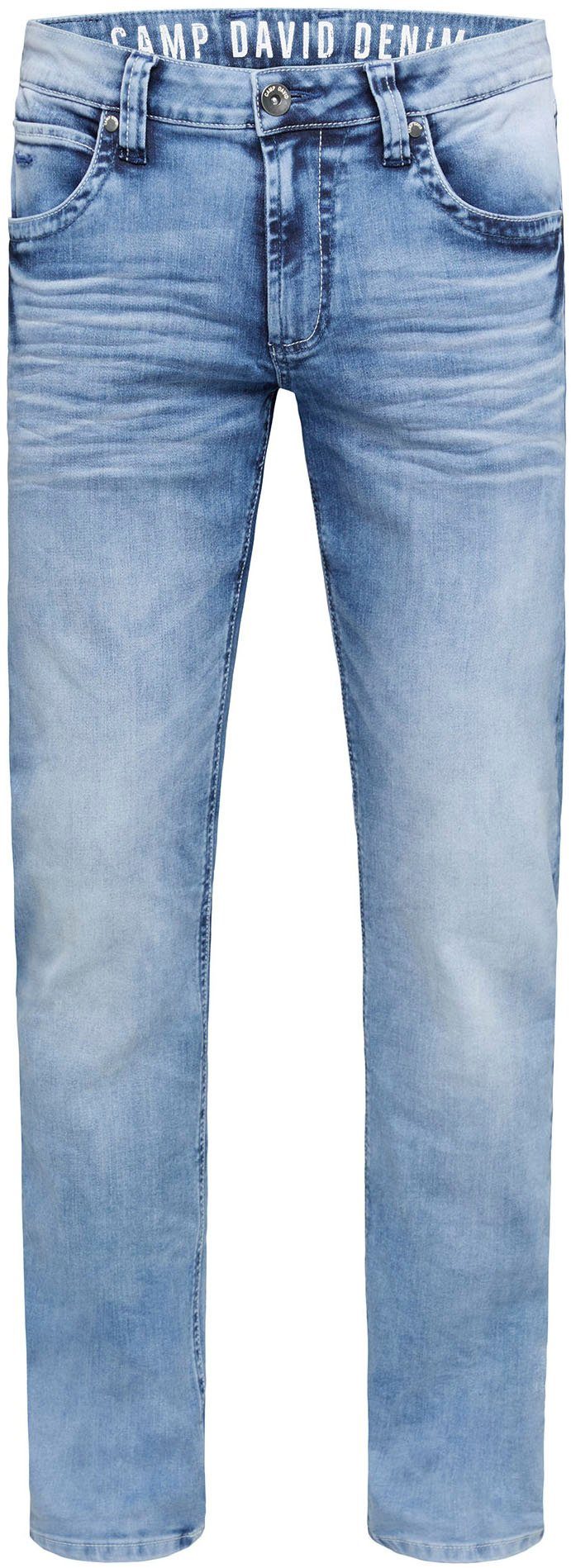 CAMP Steppnähten used Straight-Jeans blue mit markanten mid NI:CO:R611 DAVID