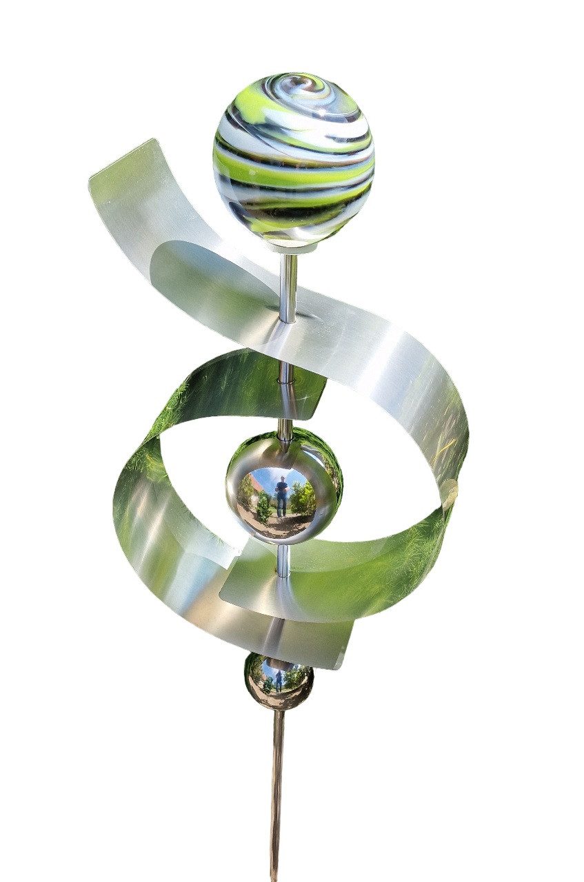 Jürgen Bocker - Gartenambiente Gartenstecker Glaszauber Jupiter aus Edelstahl 100 cm Beetstecker Glaskugel