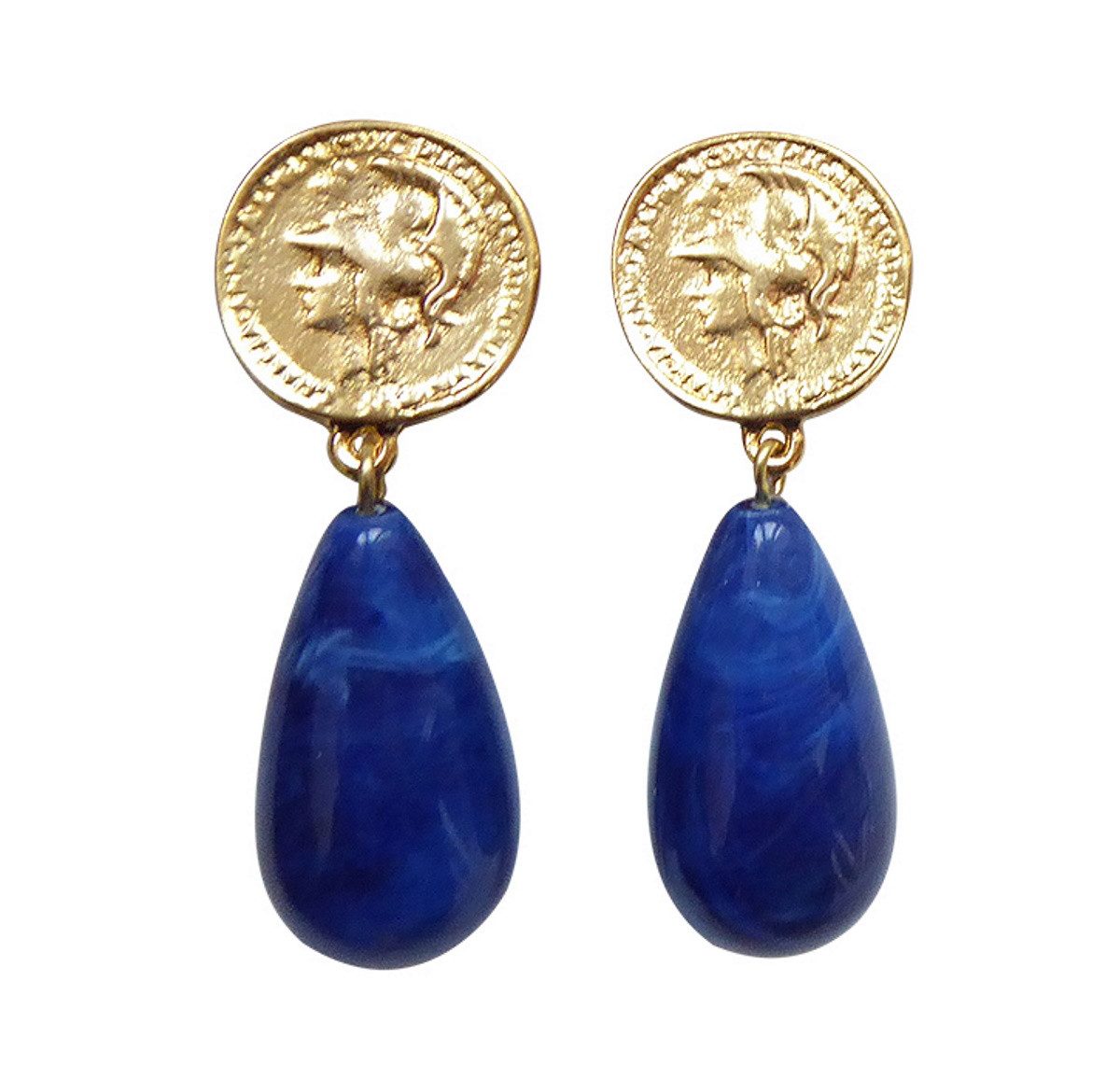 Paar Ohrstecker Lydia blau marmoriert klassisch elegant zeitlos Geschenk