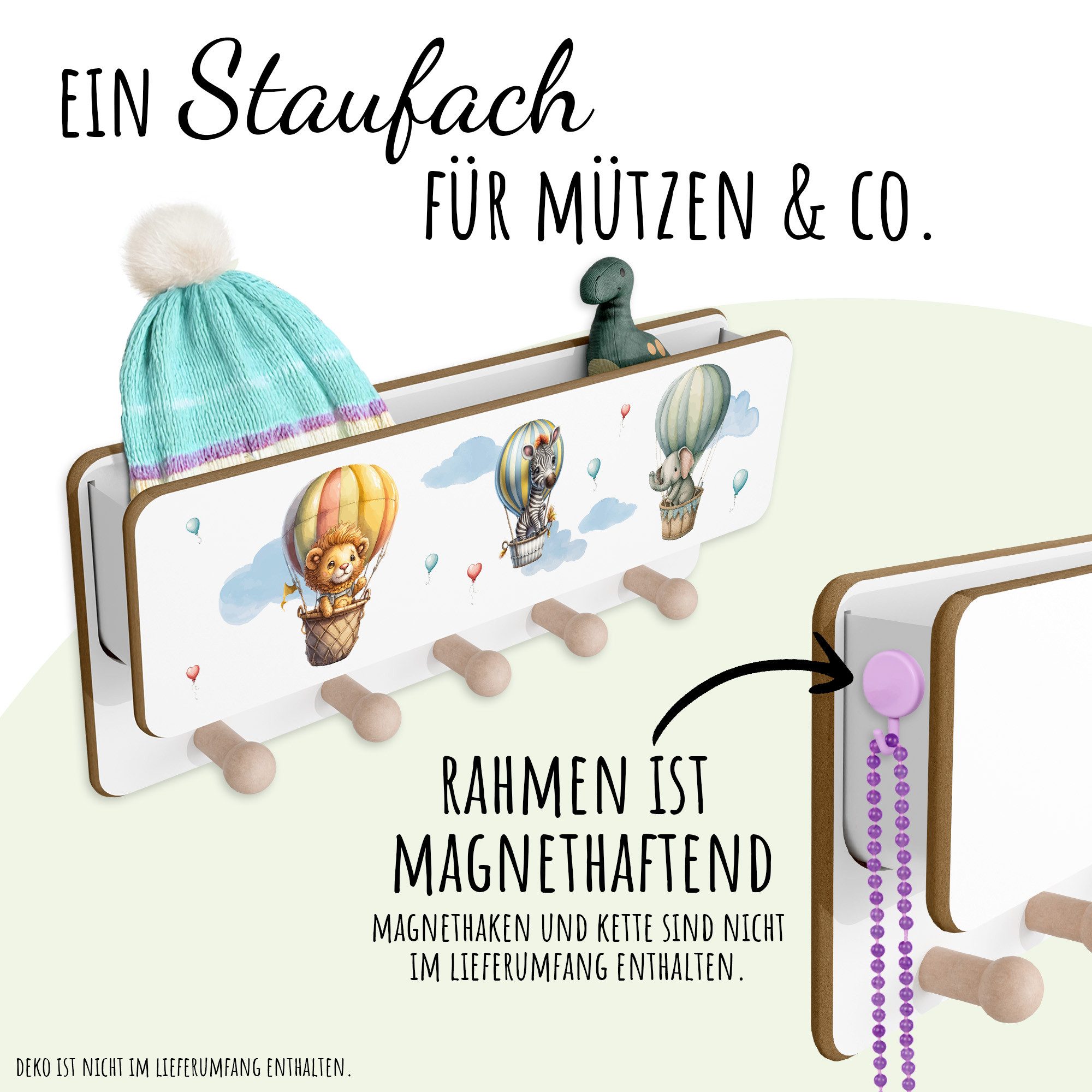 Holzura Kinderregal Kindergarderobe aus Holz mit Ablage und magnethaftendem günstig online kaufen