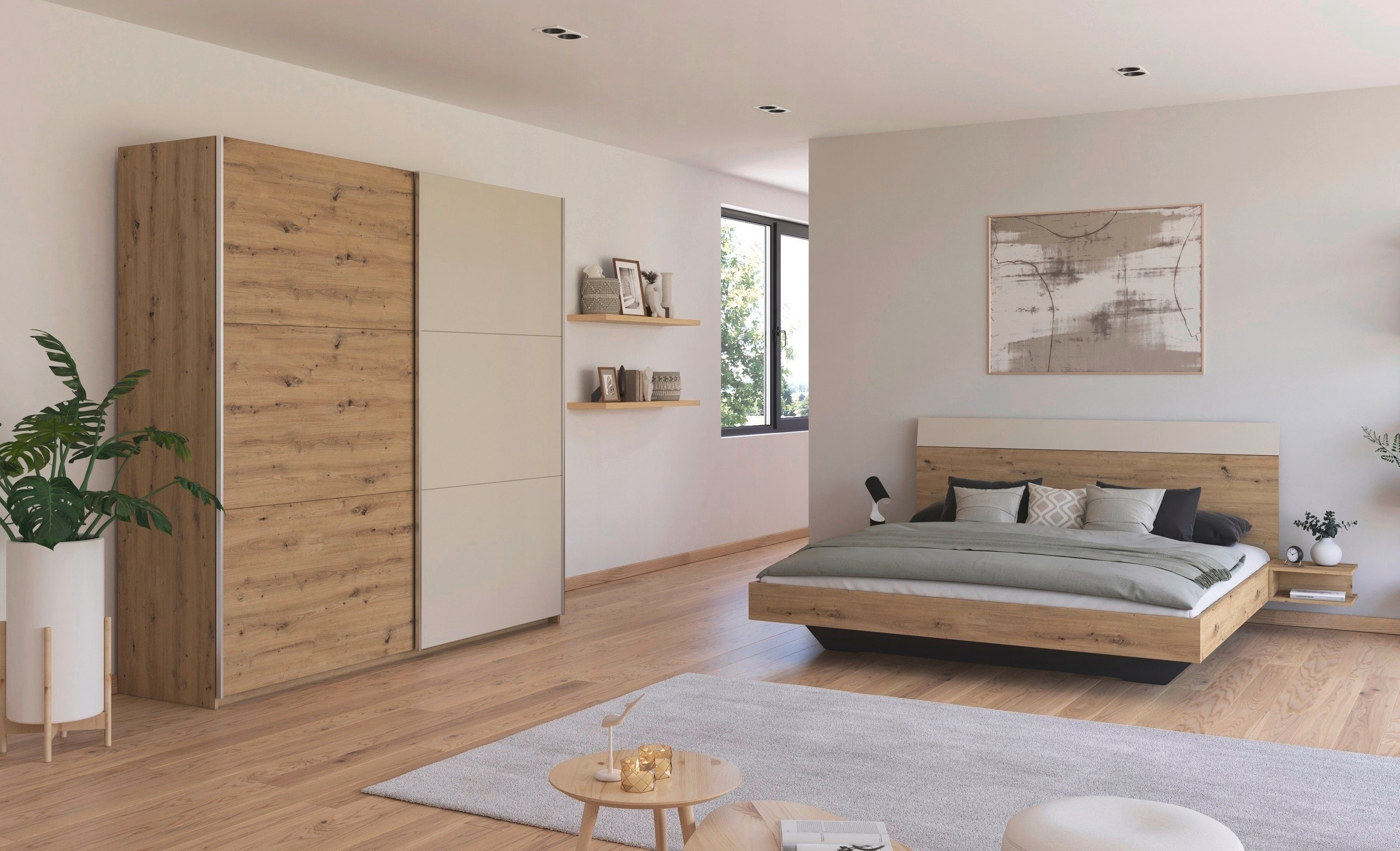 rauch Schlafzimmer-Set Monza, mit Schwebetürenschrank Breite 218 cm, Bettanlage in 2 Breiten