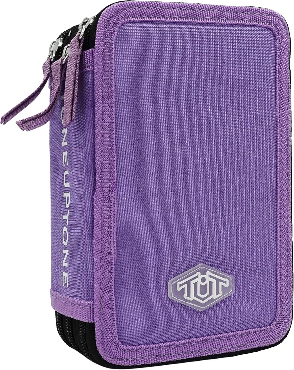 GOLDKIDS Federmäppchen Federmappe Federtasche XXL Schüleretui, (Federtasche Federpenal Schulmäppchen, 1-tlg., ToneUpTone violett 3 Fächer 45-teilig), gefüllt inkl Hausaufgabenheft
