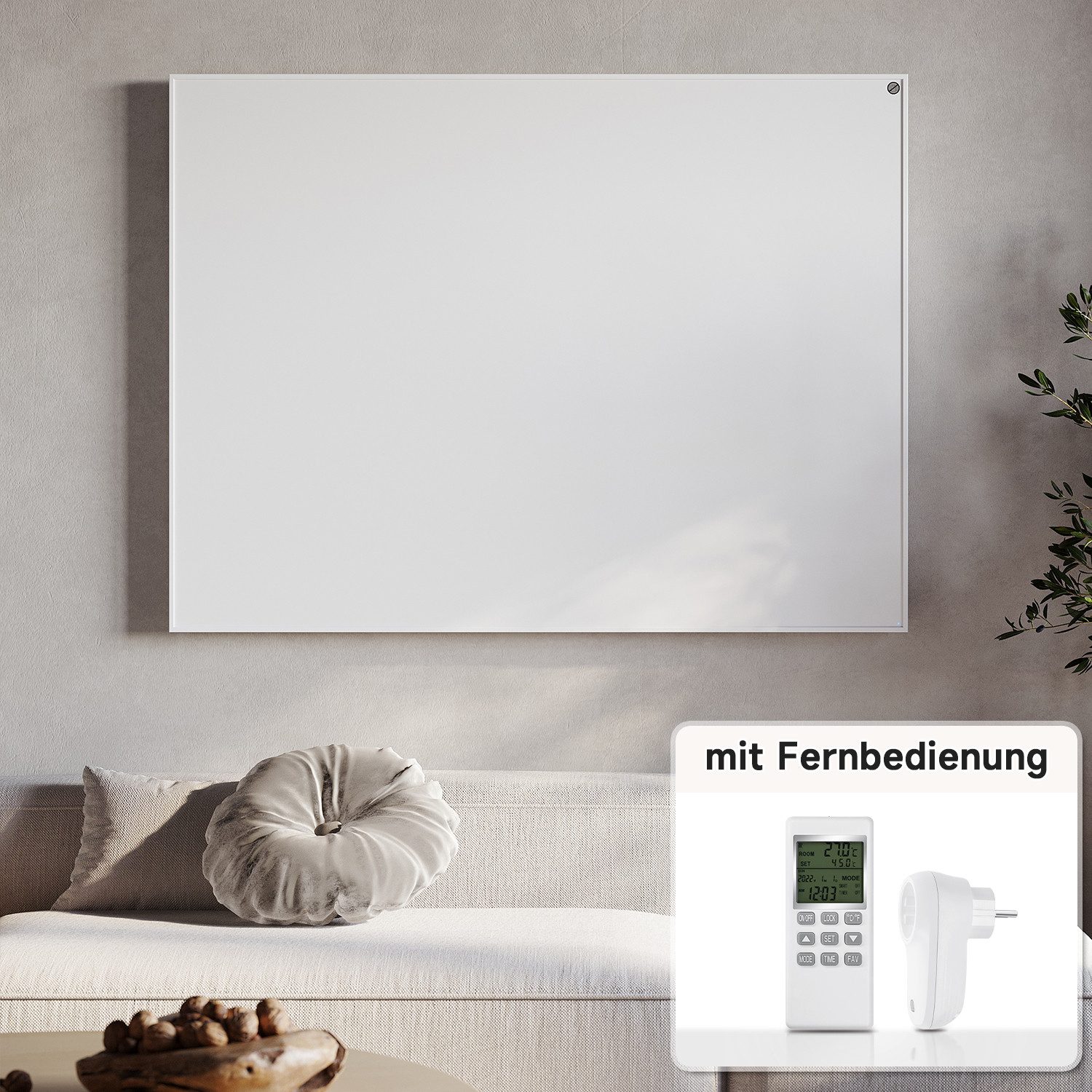 SONNI Infrarotheizung Infrarotheizung 1100W 1205x905 elektrisch Infrarot Heizpaneel, mit/ohne Wireless Fernbedienung; Wandheizung