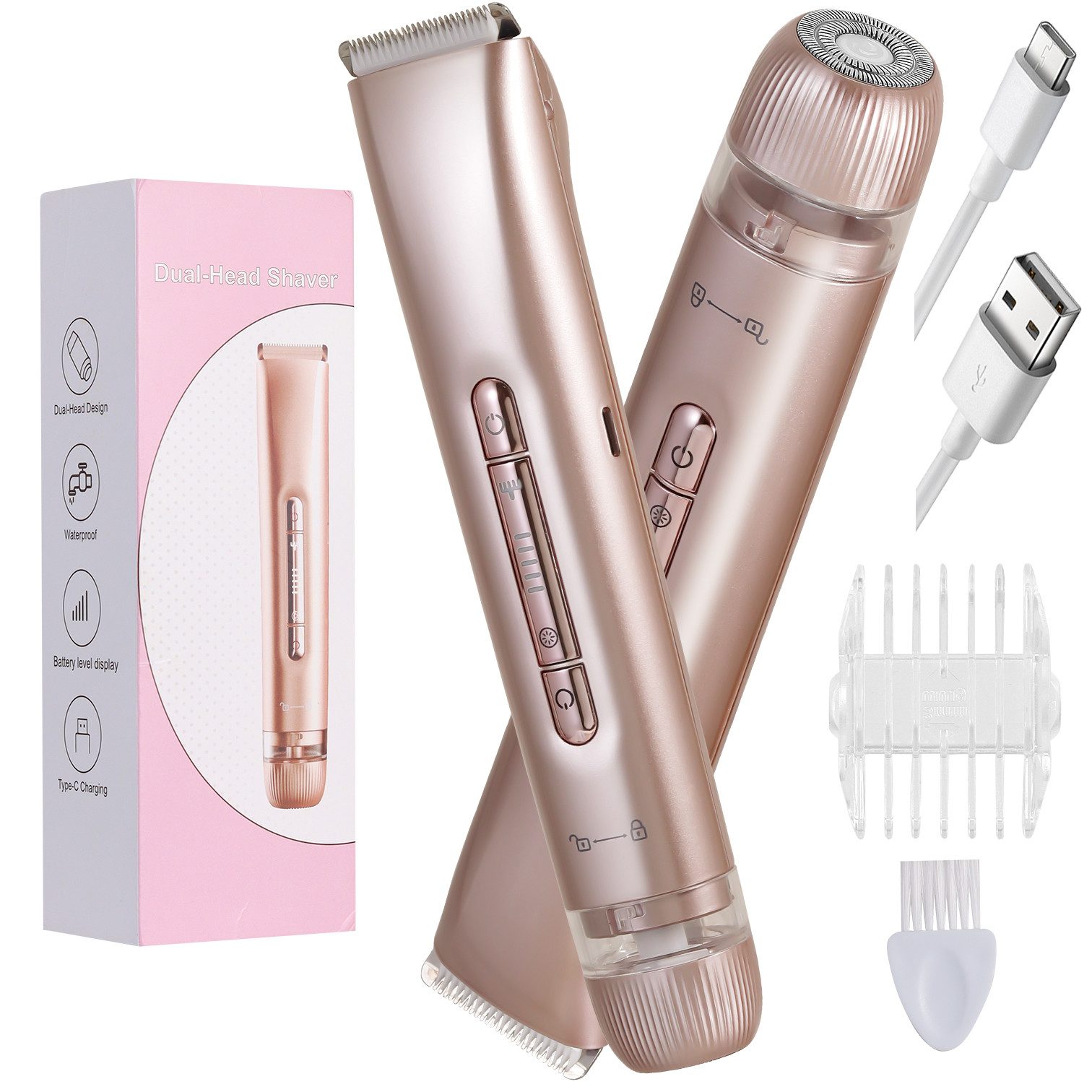 Scttomon Gesichtsepilierer TMQ-4, Aufsätze: 1 St., 2-in-1 Damen Trimmer, Эпиляторы, Wet&Dry