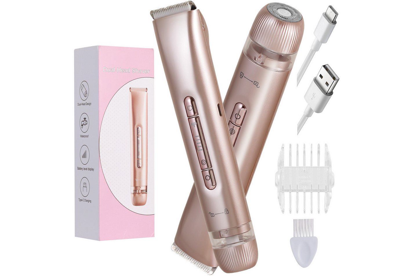 Scttomon Epilierer TMQ-4, Aufsätze: 1 St., 2-in-1 Damen Trimmer, Gesichtstrimmer, Wet&Dry