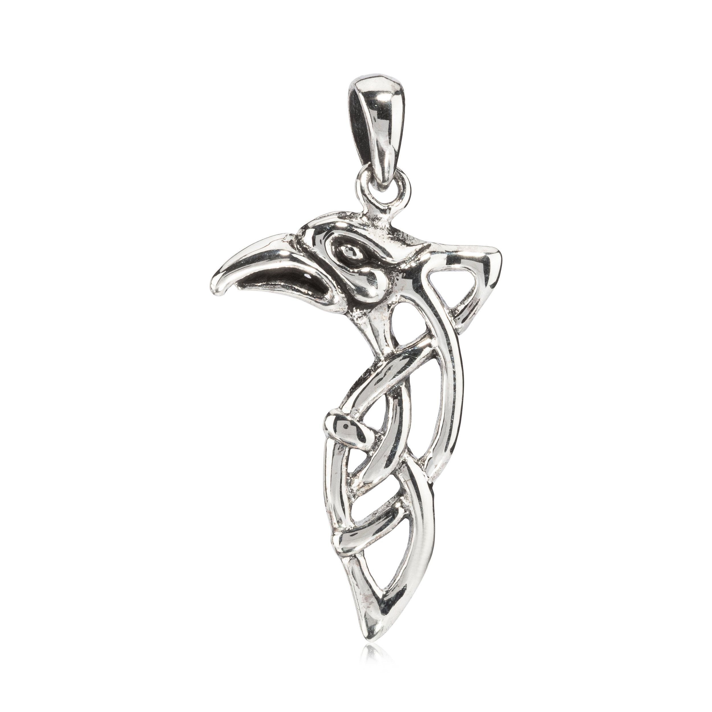Kettenanhänger Kettenanhänger Odins Rabe 925 Silber 2,8cm Amulet